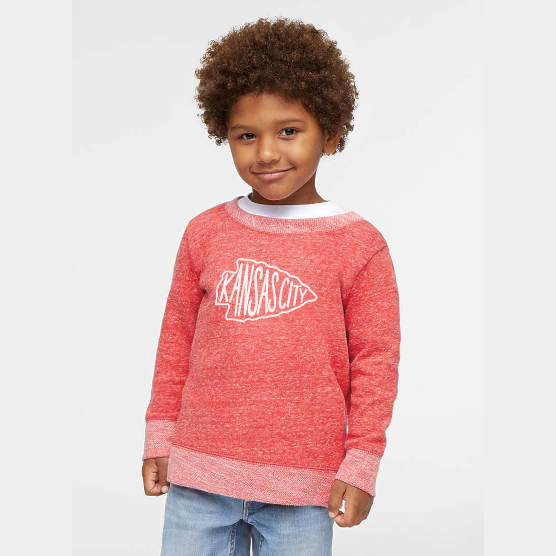 Kids Kansas City Arrowhead Red Mélange T or French Terry Fleece