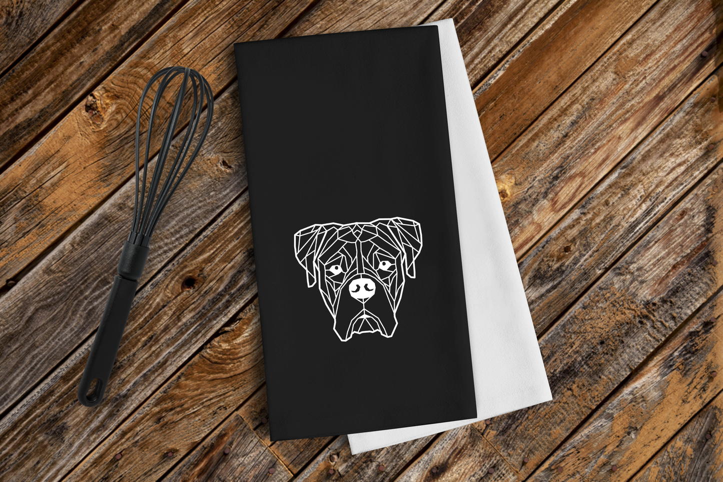 Custom Geometric Boxer Dog Towel
