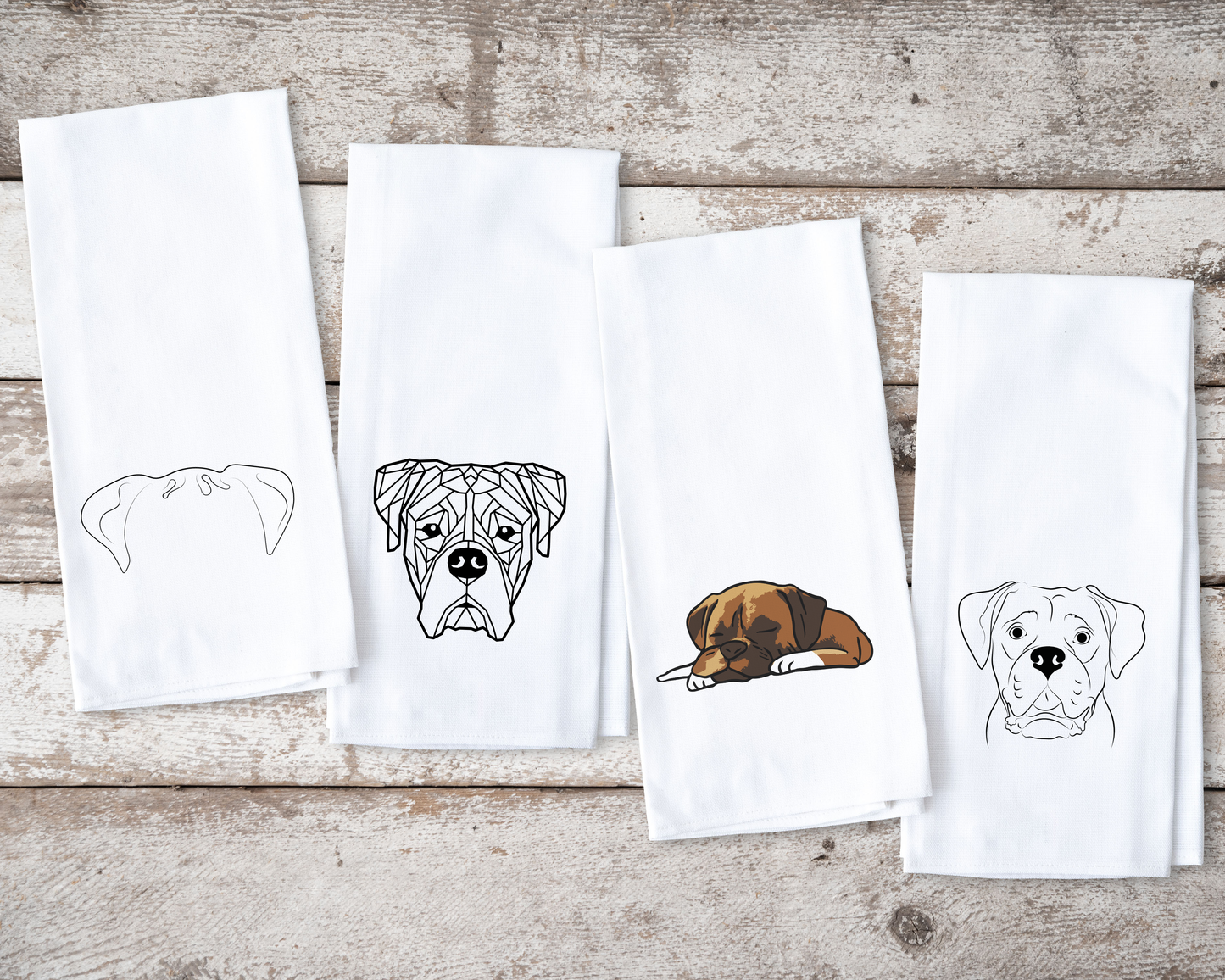 4 Pack Boxer Dog Towels