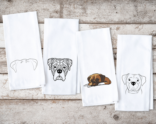 4 Pack Boxer Dog Towels