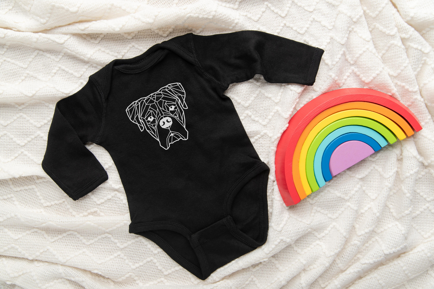 Custom Geometric Boxer Dog Gerber Onesie