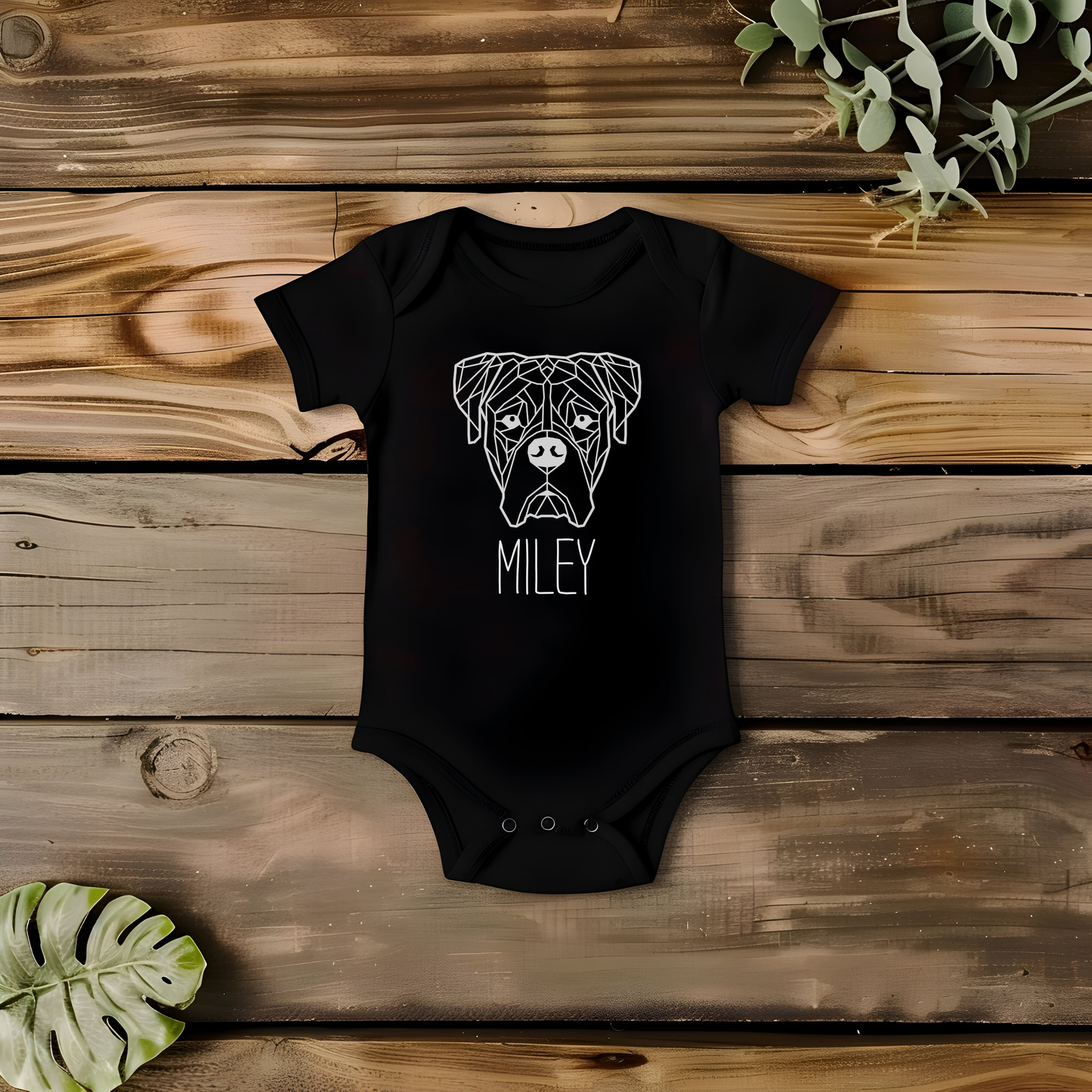 Custom Geometric Boxer Dog Gerber Onesie