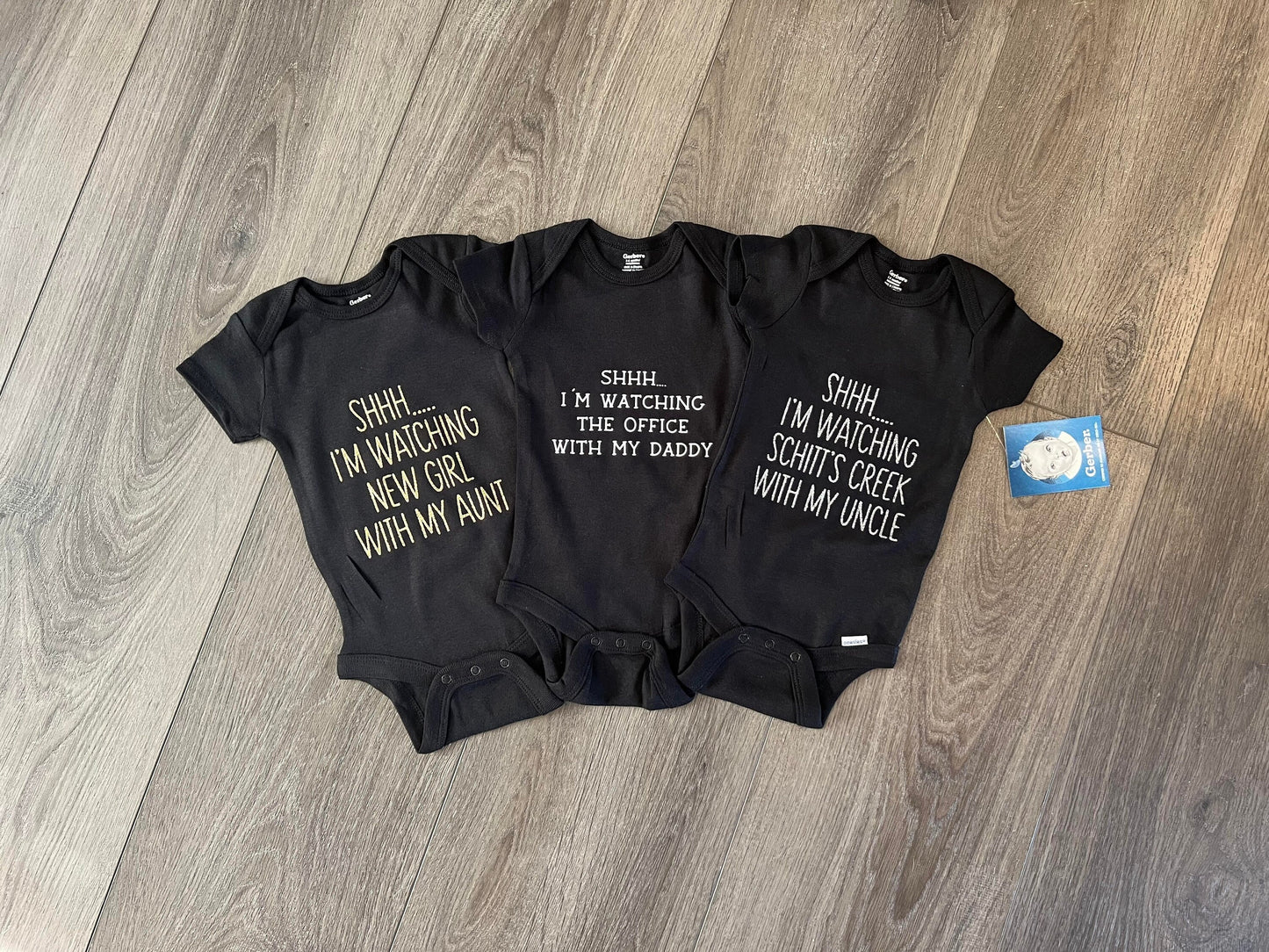 CUSTOM! shh I'm watching with my ___ 0-3 6-9 & 3-6 months funny Gerber ONESIE® brand Personalized Baby Shower Gift