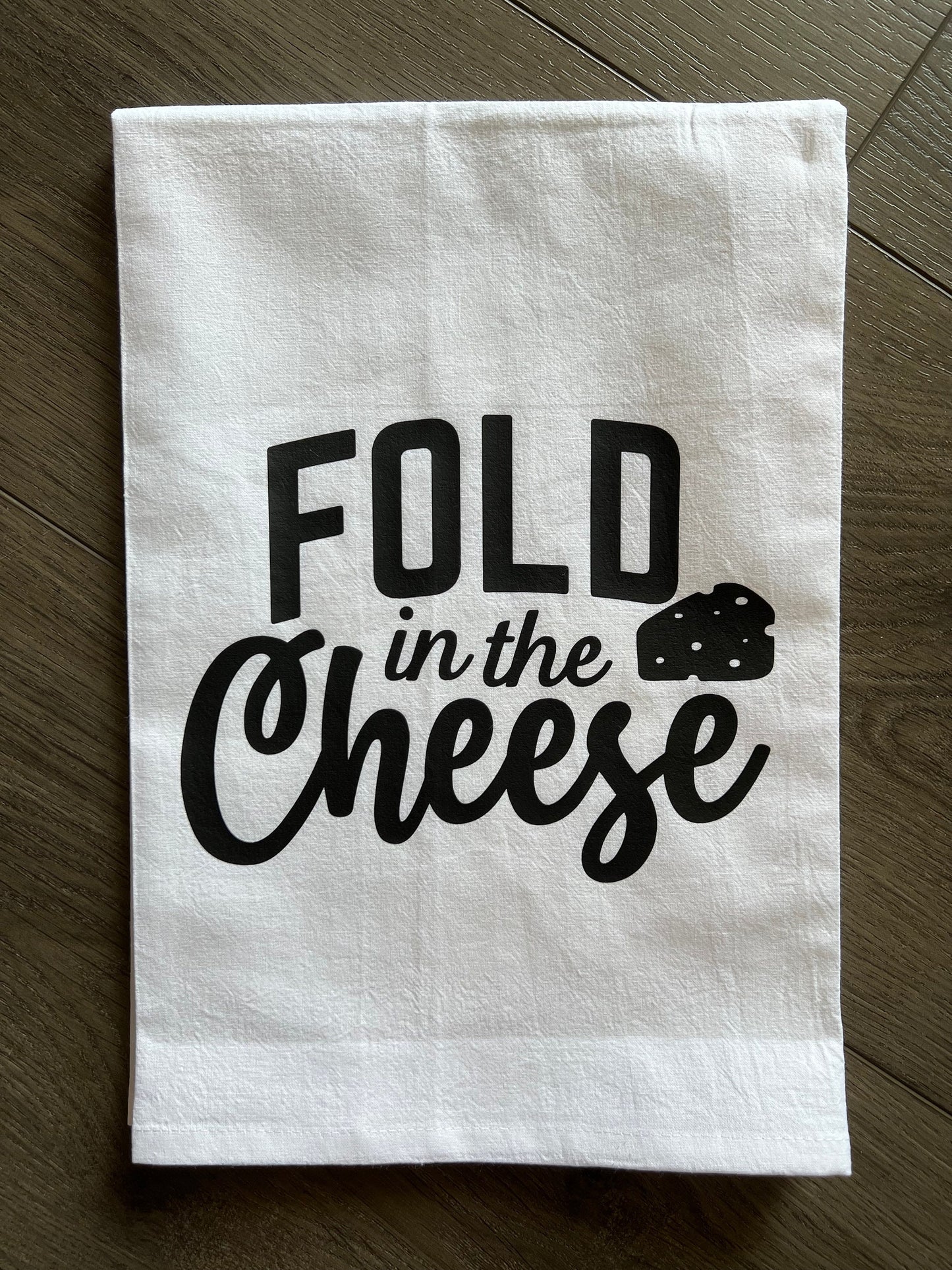 Schitt's Creek Moira's Rose & David just fold in the cheese funny kitchen towel housewarming gift