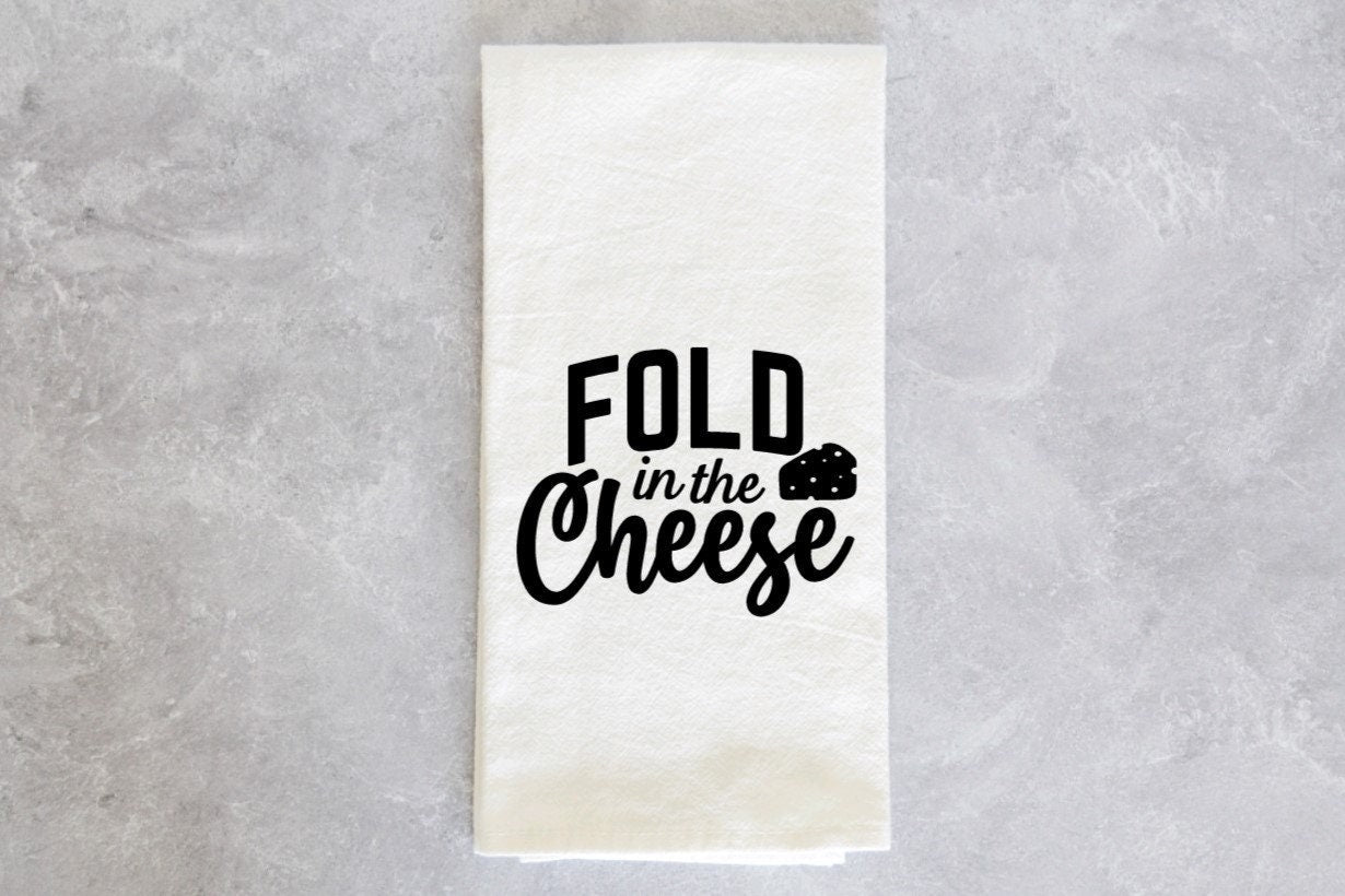 Schitt's Creek Moira's Rose & David just fold in the cheese funny kitchen towel housewarming gift