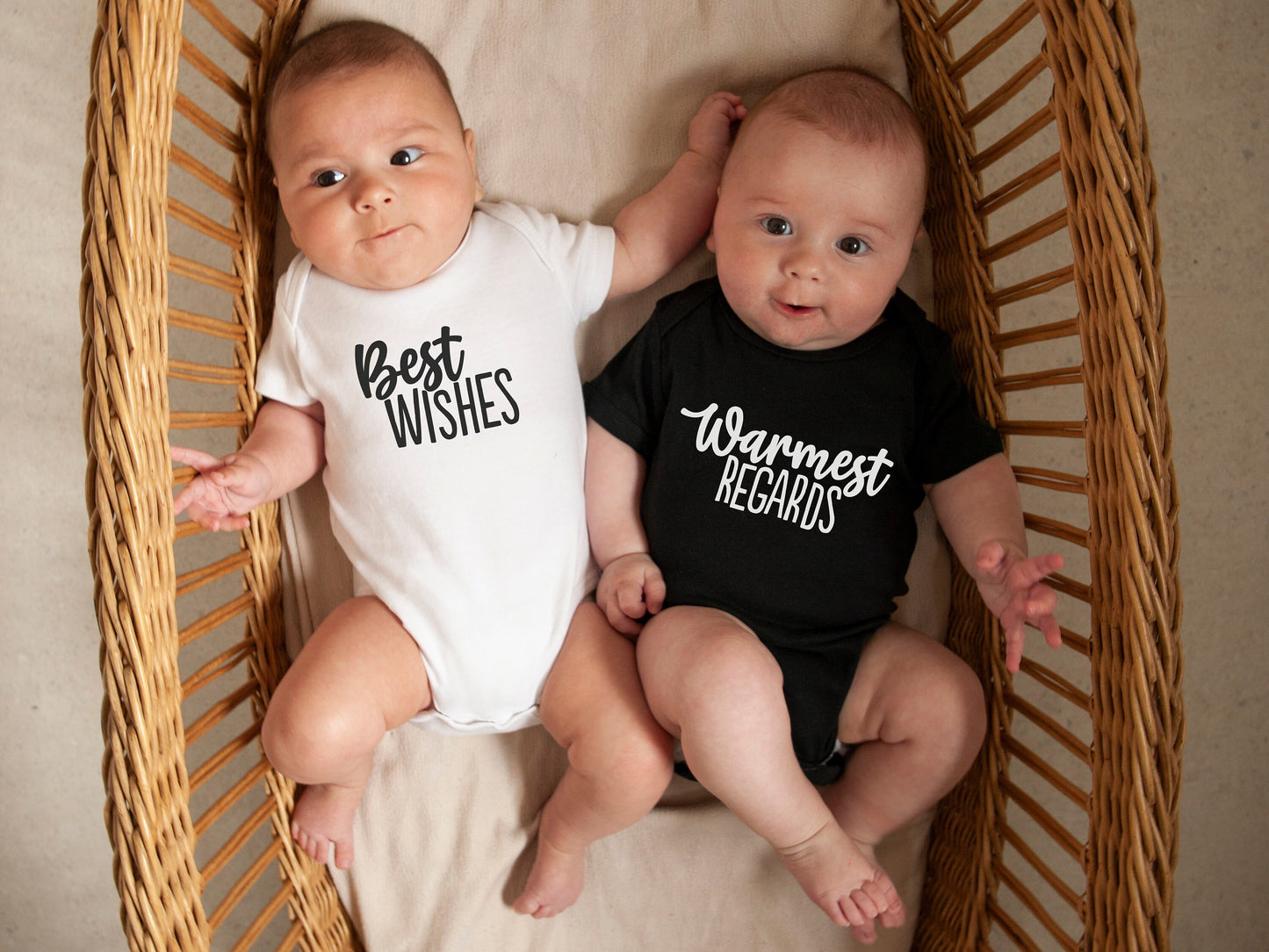2 PACK Best Wishes, Warmest Regards | ONESIE® brand 0-3, 3-6 & 6-9 months Twin baby shower sprinkle gift schitts creek gift bodysuit unisex