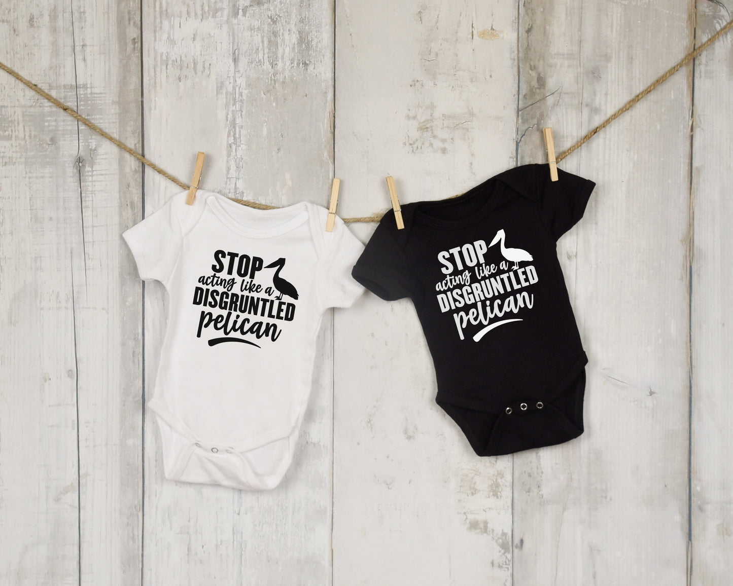 Stop Acting Like a Disgruntled Pelican ONESIE® brand baby shower sprinkle gift Schitts Creek gift Moira Rose 0-3, 3-6, 6-9 months