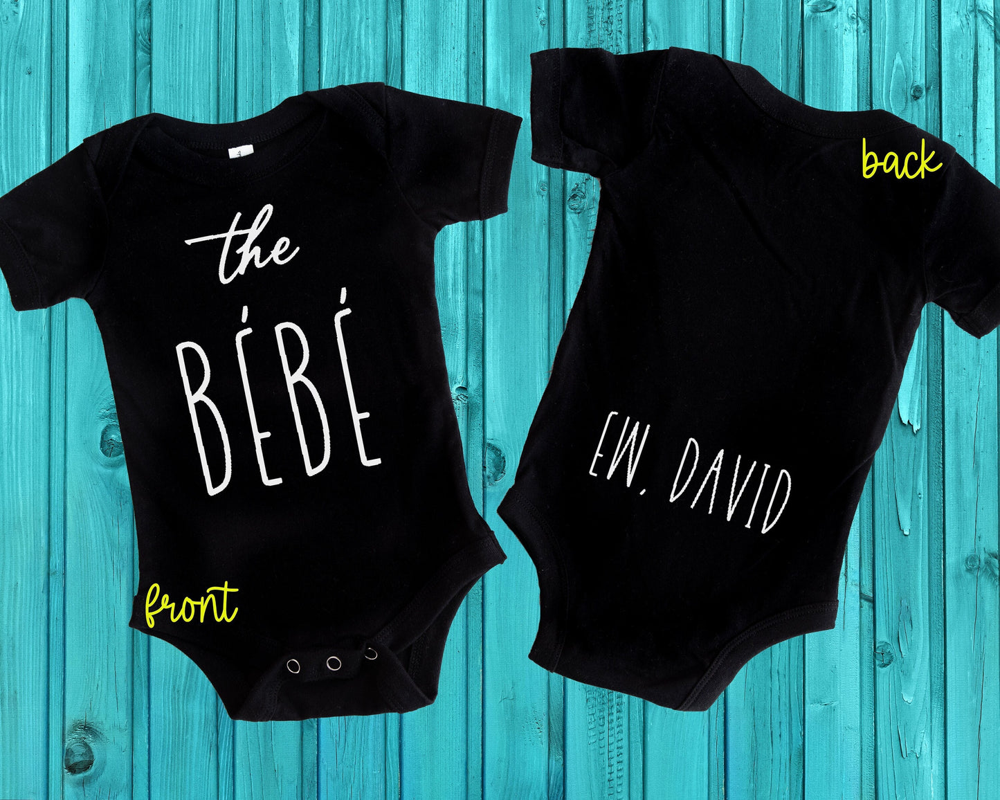 The bebe ew david black Gerber ONESIE® brand 0-3 3-6 & 6-9 months baby shower gift schitts creek gift Moira Rose Alexis Rose bodysuit unisex