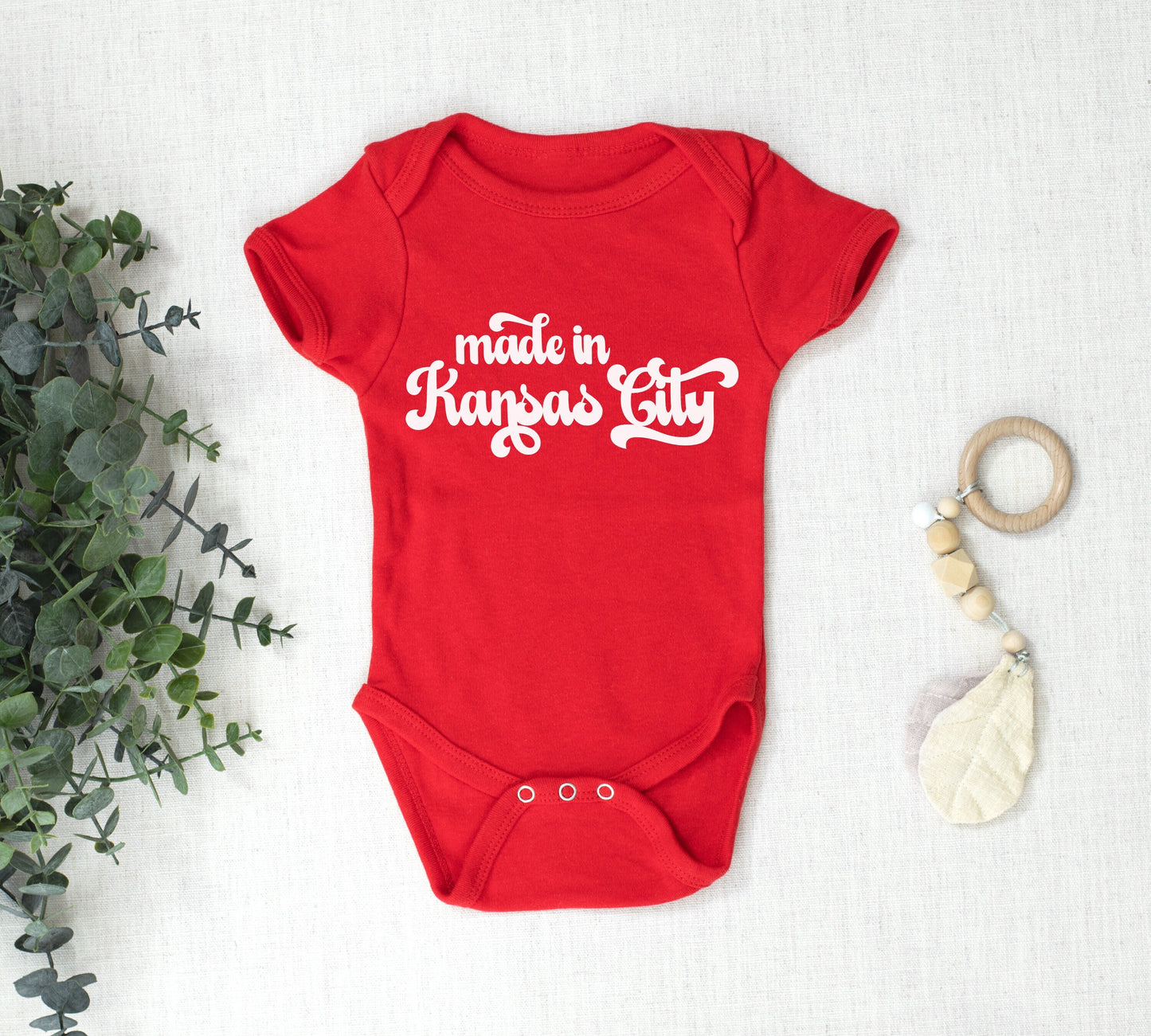 Made in Kansas City Gerber onesie® brand unisex 0-24 months baby shower gift bodysuit