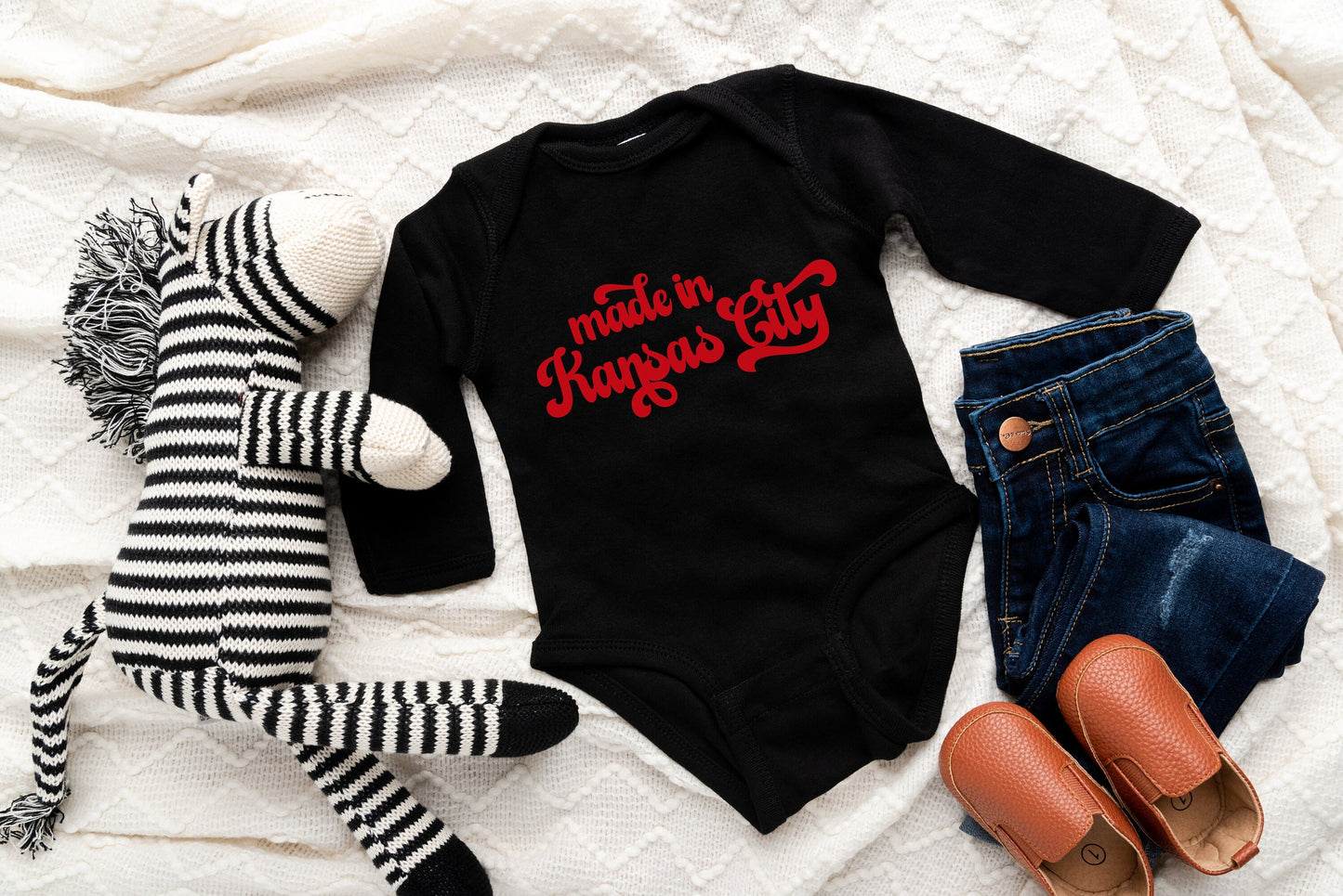 Made in Kansas City Gerber onesie® brand unisex 0-24 months baby shower gift bodysuit