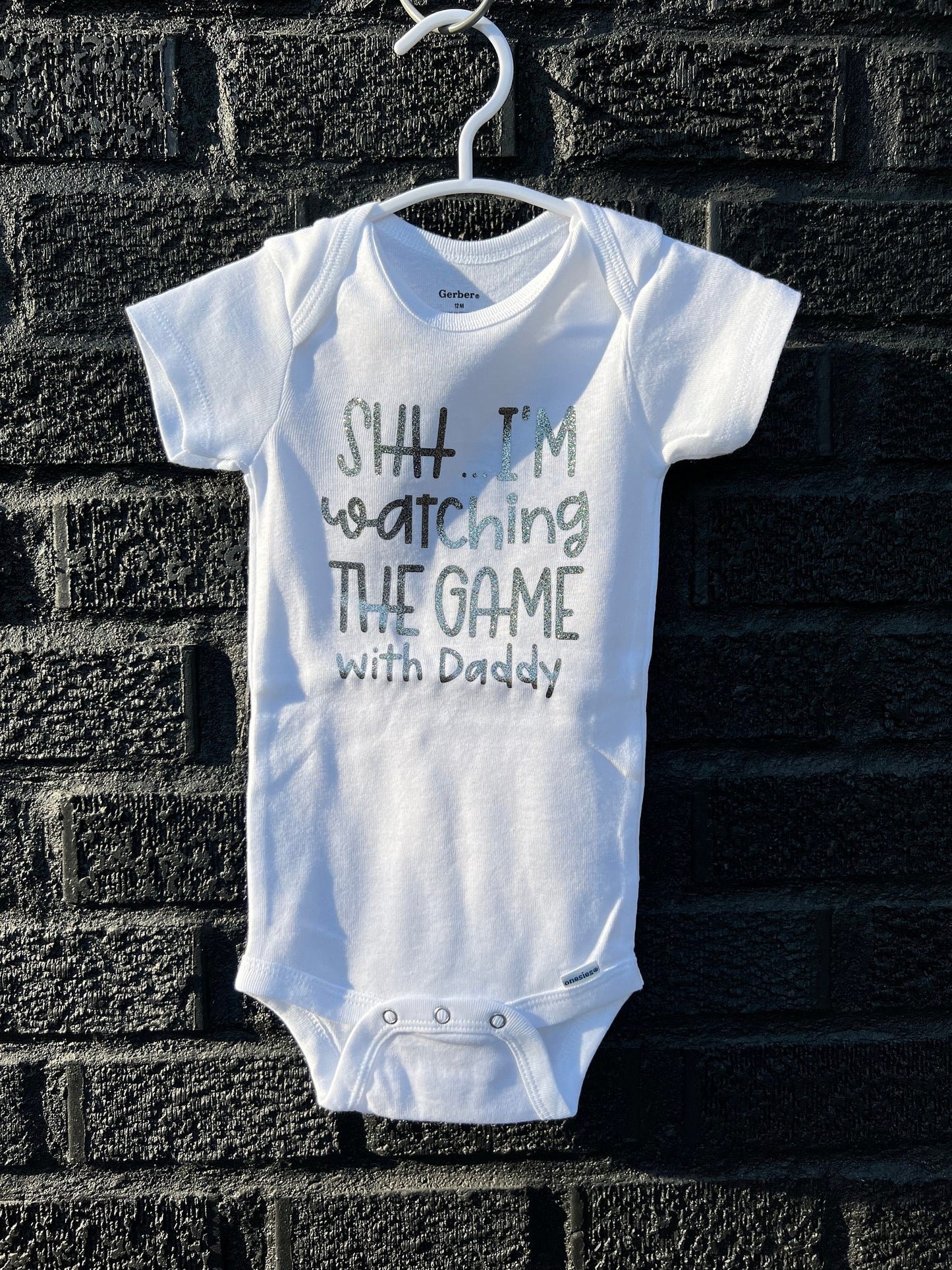 Shh.. I'm Watching the Game With Daddy | Gerber ONESIE® brand unisex 0-3, 6-9, 3-6 months baby bodysuit KC Kansas City Football