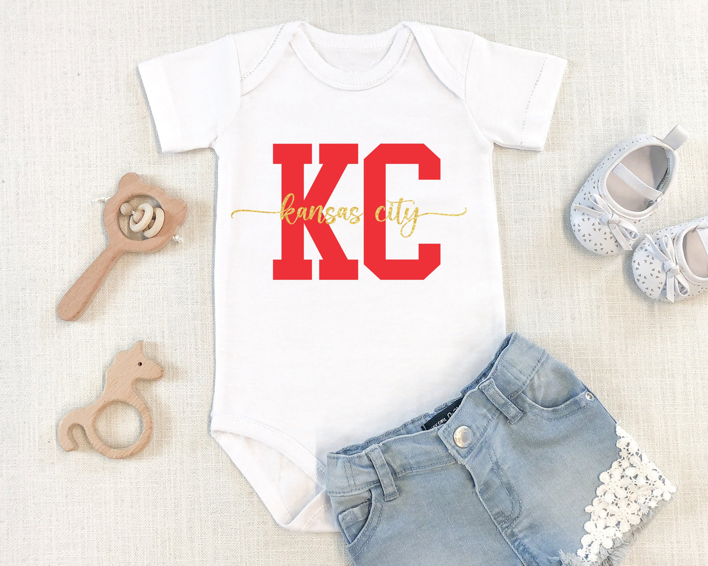MADE IN KC Modern Kansas City Gerber onesie® brand unisex 0-24 months baby shower gift bodysuit