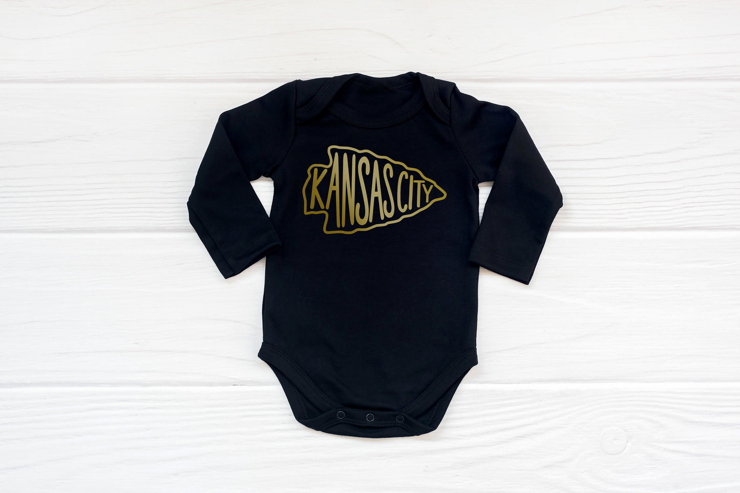 MADE IN KC Kansas City Arrowhead Gerber onesie® brand unisex 0-24 months baby shower gift bodysuit arrowhead Football