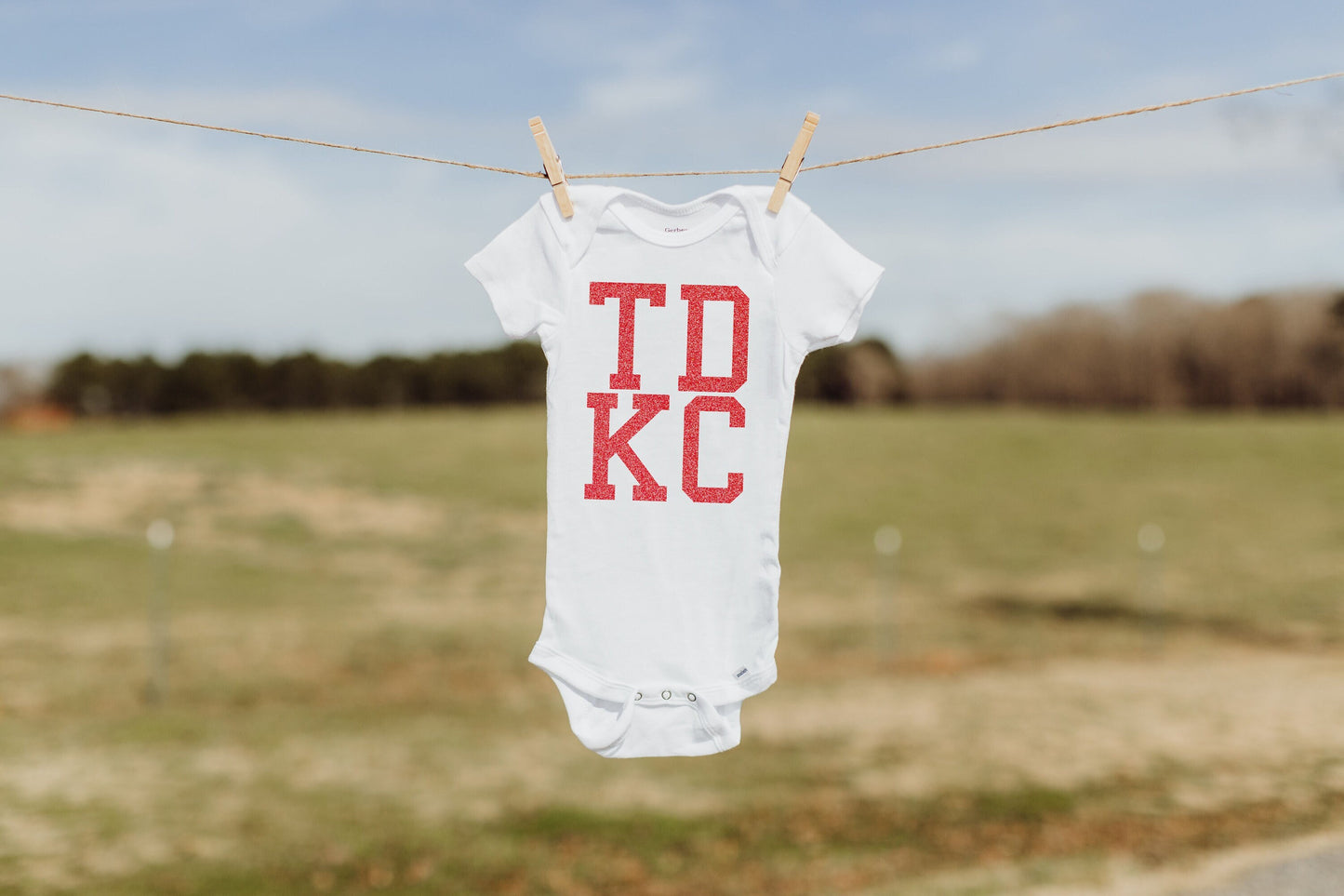 Made in Kansas City TD KC , Touchdown Kansas City Football | Arrowhead Gerber onesie® brand unisex baby bodysuit |