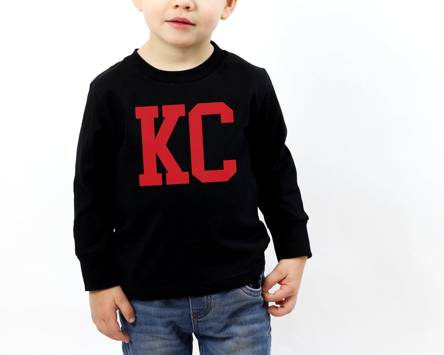 MADE IN KC Big Block Kansas City Toddler Arrowhead Red Sweatshirt Long & Short Sleeve T-Shirt | Perfect for Game Day! | Super Soft!