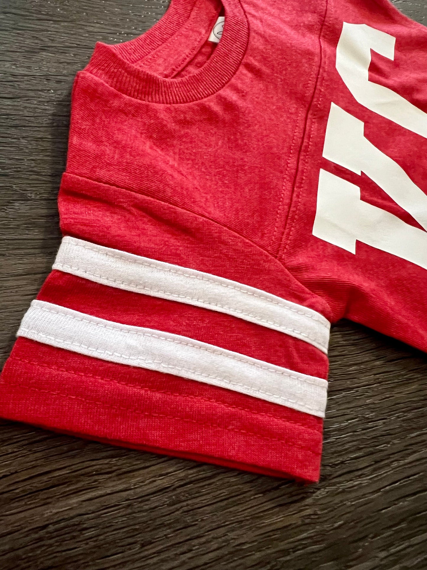 MADE IN KC Kansas City Football Jersey Gerber onesie® brand unisex 0-18 months baby shower gift bodysuit Arrowhead