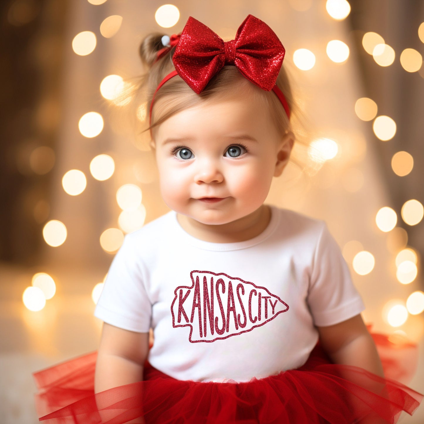 Made in Kansas City! Toddler KC Arrowhead WHITE Sweatshirt Long & Short Sleeve T-Shirt | Perfect for Game Day!