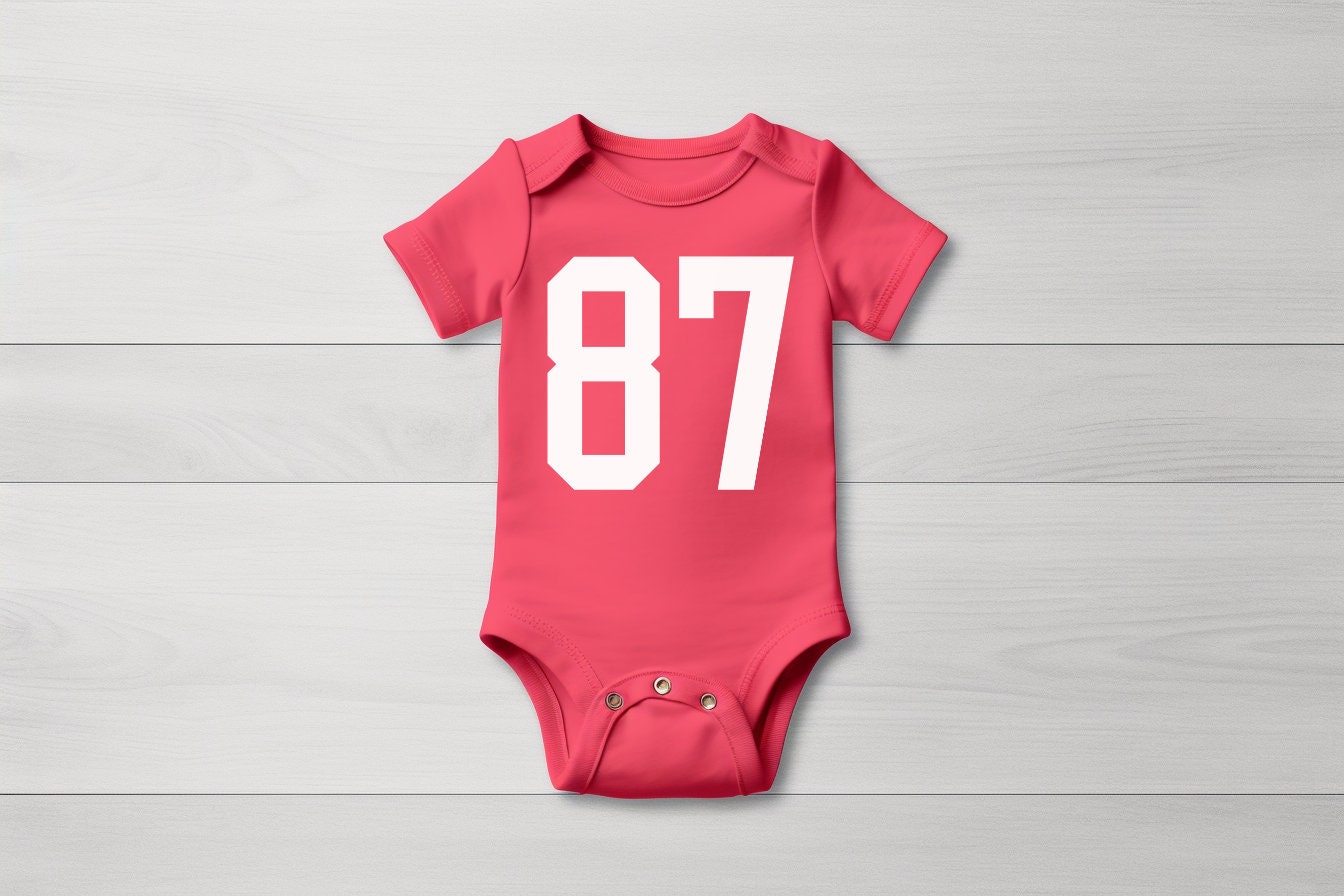 MADE IN KC Kansas City 87 Jersey Gerber onesie® brand unisex 0-24 months baby shower gift bodysuit Football Kelce