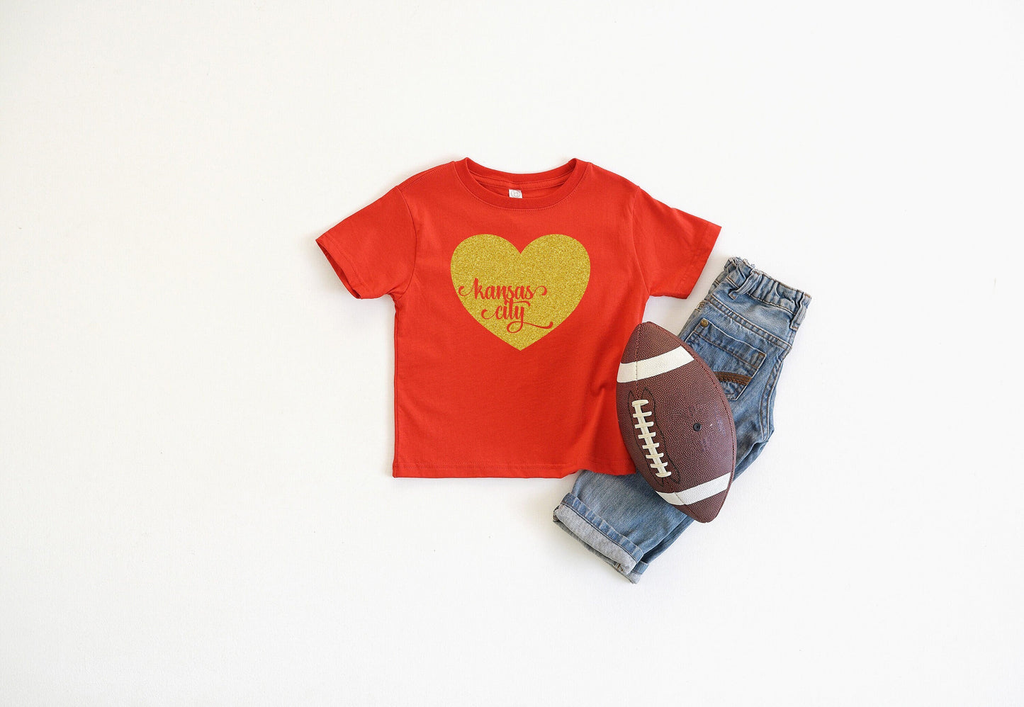 MADE IN KC Toddler Heart Kansas City Red Sweatshirt Long & Short Sleeve T-Shirt | Perfect for Game Day! | Super Soft!