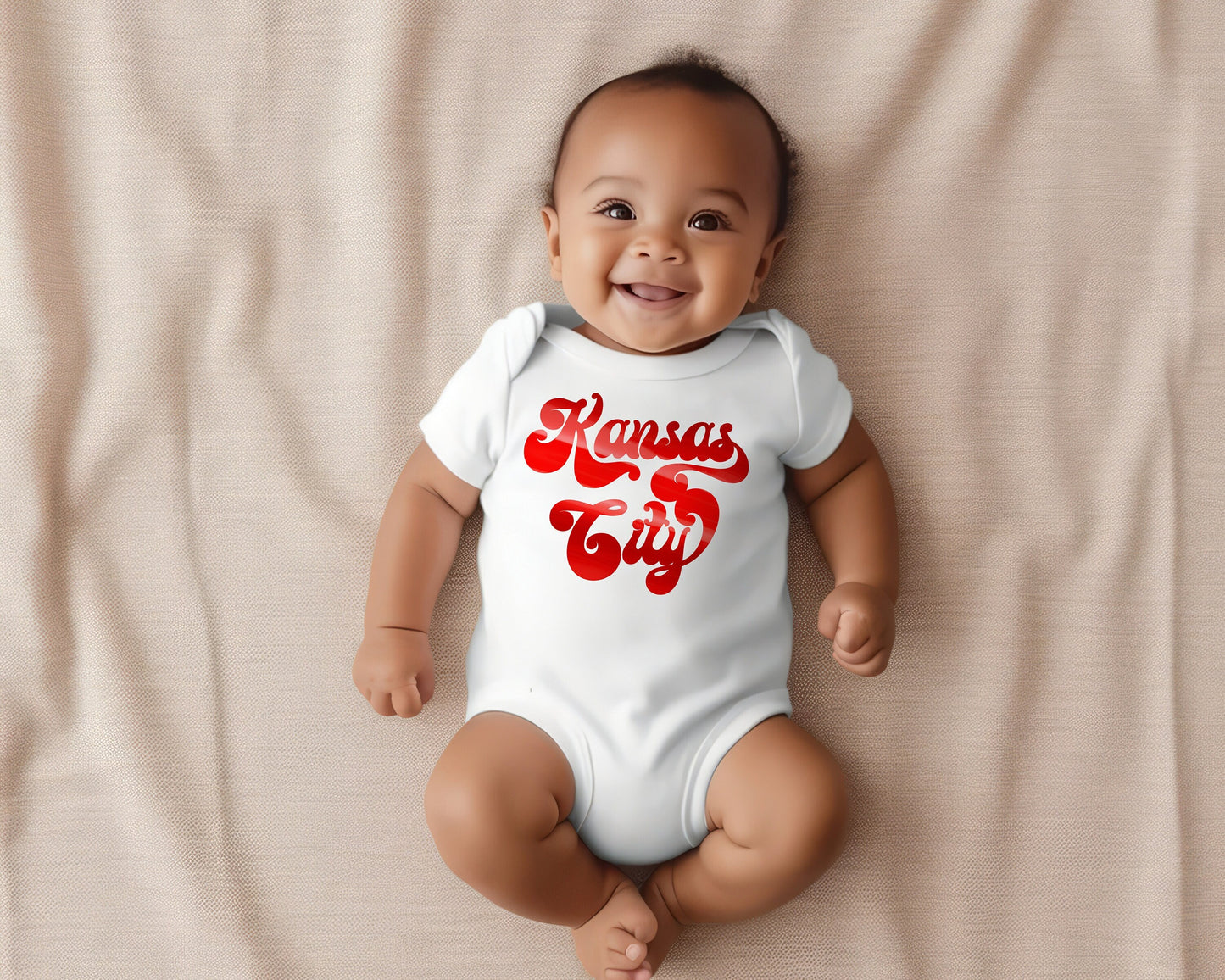 Retro Kansas City Gerber ONESIE® brand unisex 0-3, 6-9, 3-6 months baby bodysuit KC Super Bowl 2023