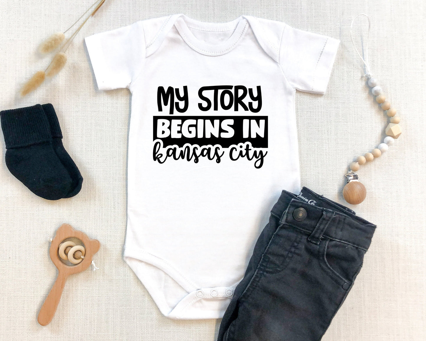 MADE IN KC Modern Kansas City Gerber onesie® brand unisex 0-24 months baby shower gift bodysuit