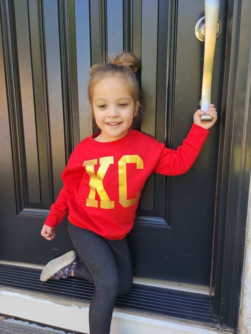 MADE IN KC Big Block Kansas City Toddler Arrowhead Red Sweatshirt Long & Short Sleeve T-Shirt | Perfect for Game Day! | Super Soft!