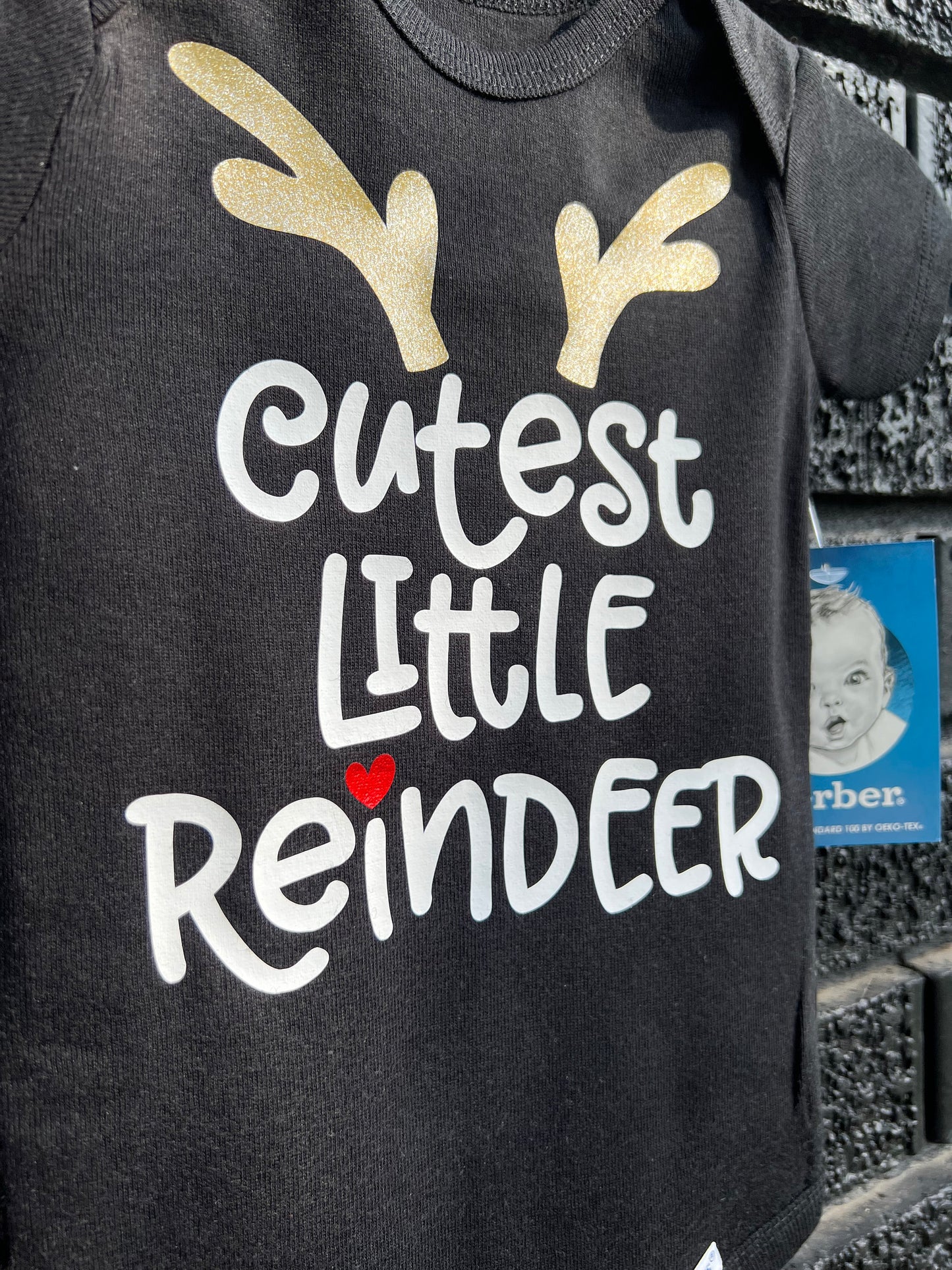 Cutest Little Reindeer Holiday Gerber ONESIE® Brand unisex 0-24 months baby bodysuit Christmas Outfit