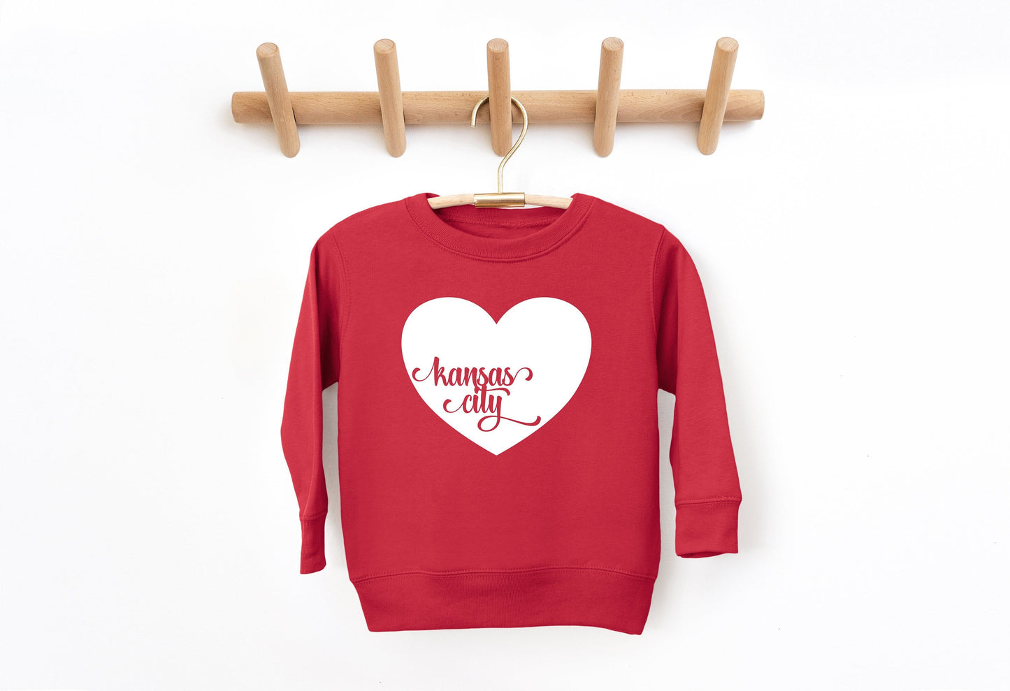 MADE IN KC Toddler Heart Kansas City Red Sweatshirt Long & Short Sleeve T-Shirt | Perfect for Game Day! | Super Soft!