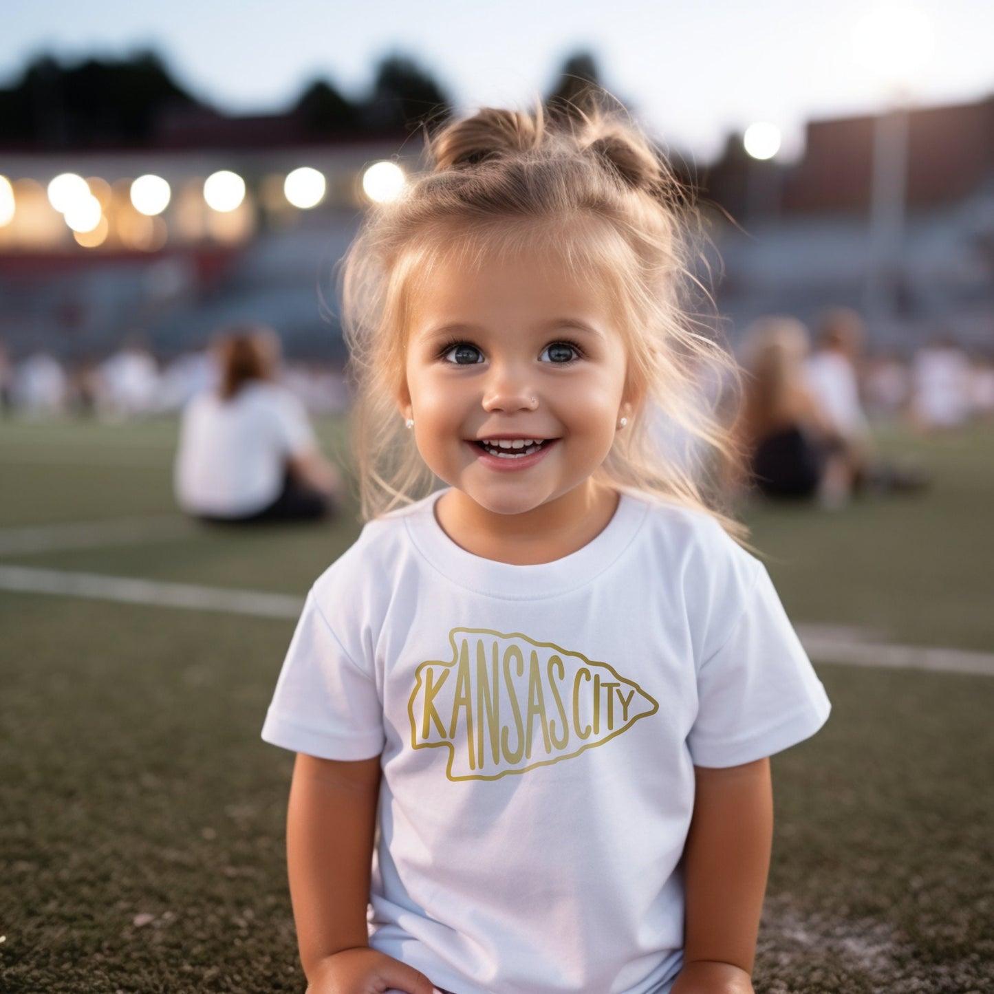 Made in Kansas City! Toddler KC Arrowhead WHITE Sweatshirt Long & Short Sleeve T-Shirt | Perfect for Game Day!
