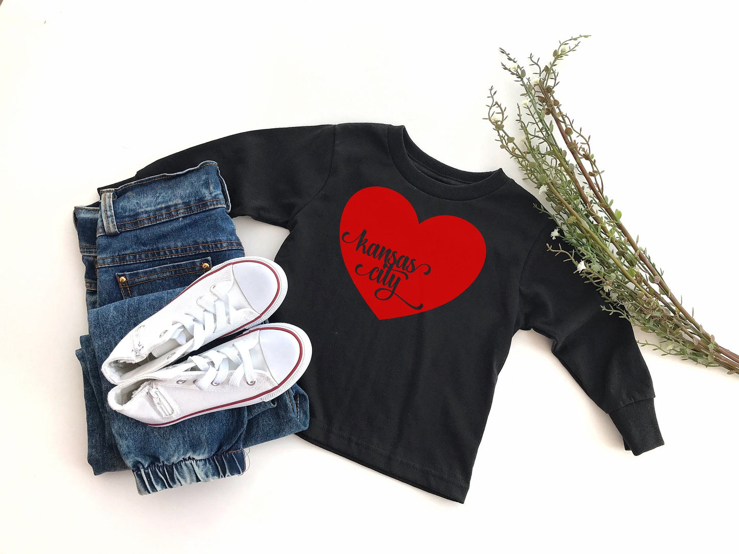 MADE IN Kansas City! Toddler Infant KC Arrow head Red Gold White Black Sweatshirt Long & Short Sleeve T-Shirt | Perfect for Game Day! Soft!