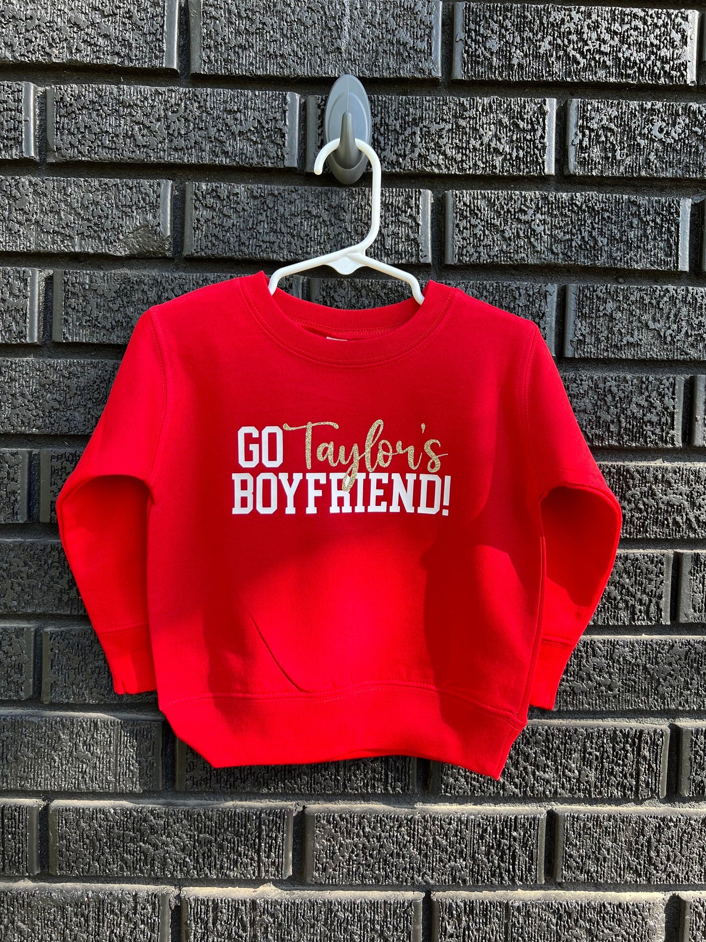 Go Taylor's Boyfriend! Toddler Kansas City Red Sweatshirt Long & Short Sleeve T-Shirt | Game Day | Soft! | Made here in KC! Traylor