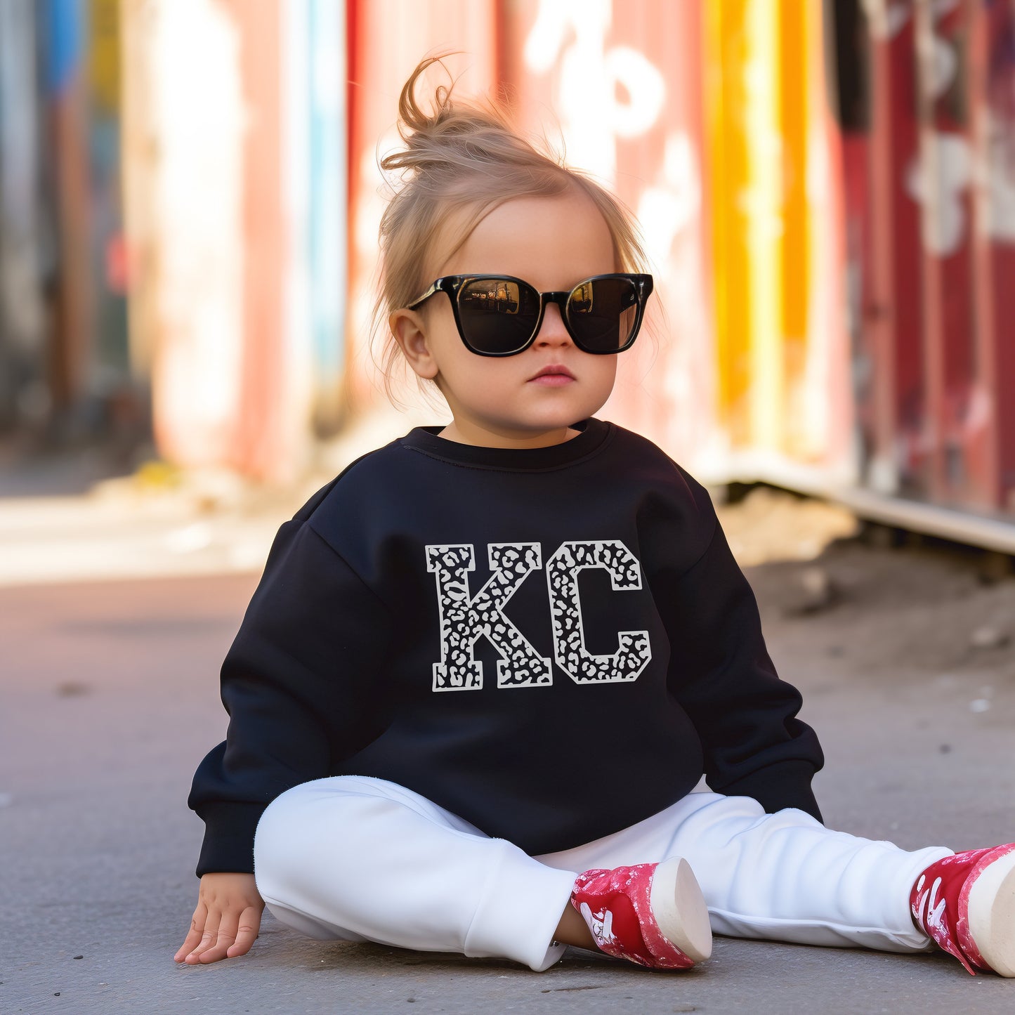 MADE IN KC Toddler Leopard / Cheetah Kansas City Red Sweatshirt Long & Short Sleeve T-Shirt | Perfect for Game Day! | Soft! | Arrowhead