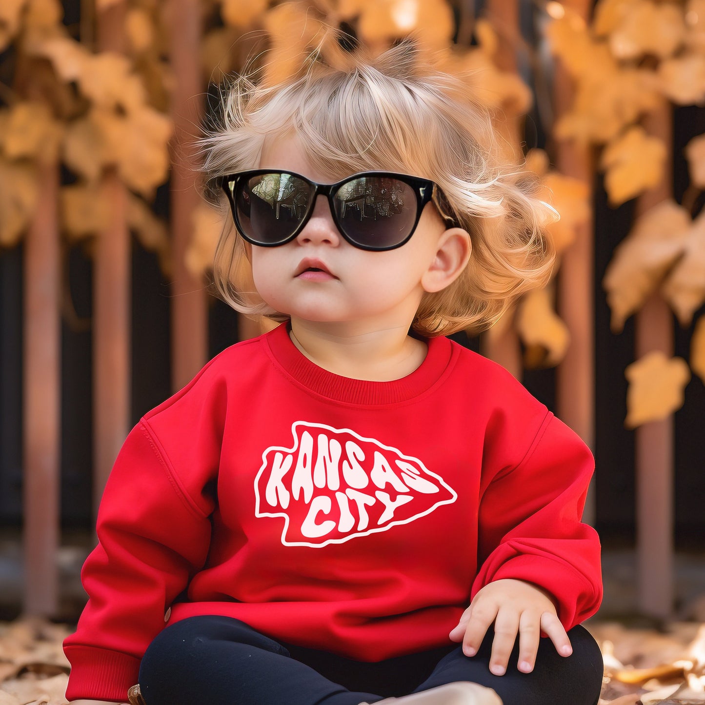 Toddler Youth Kansas City Retro Arrowhead | Red Sweatshirt Long & Short Sleeve T-Shirt | Perfect for Game Day! | Soft!