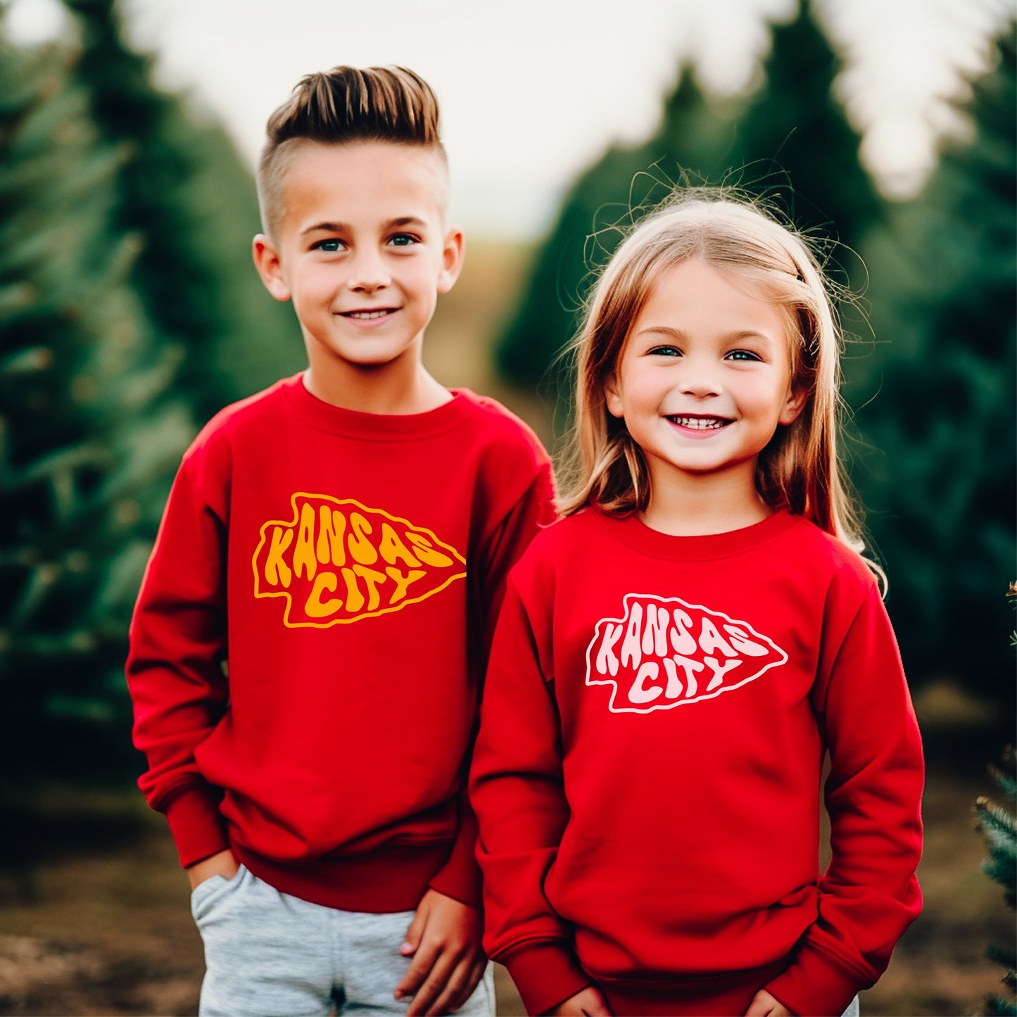Toddler Youth Kansas City Retro Arrowhead | Red Sweatshirt Long & Short Sleeve T-Shirt | Perfect for Game Day! | Soft!