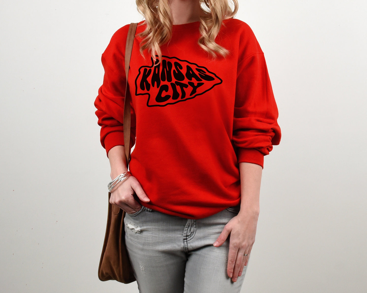 Kansas City Retro Arrowhead | Red T-Shirt or Sweatshirt | Made here in KC! | Perfect for Game Day! | Super soft! Mommy daddy & me matching |