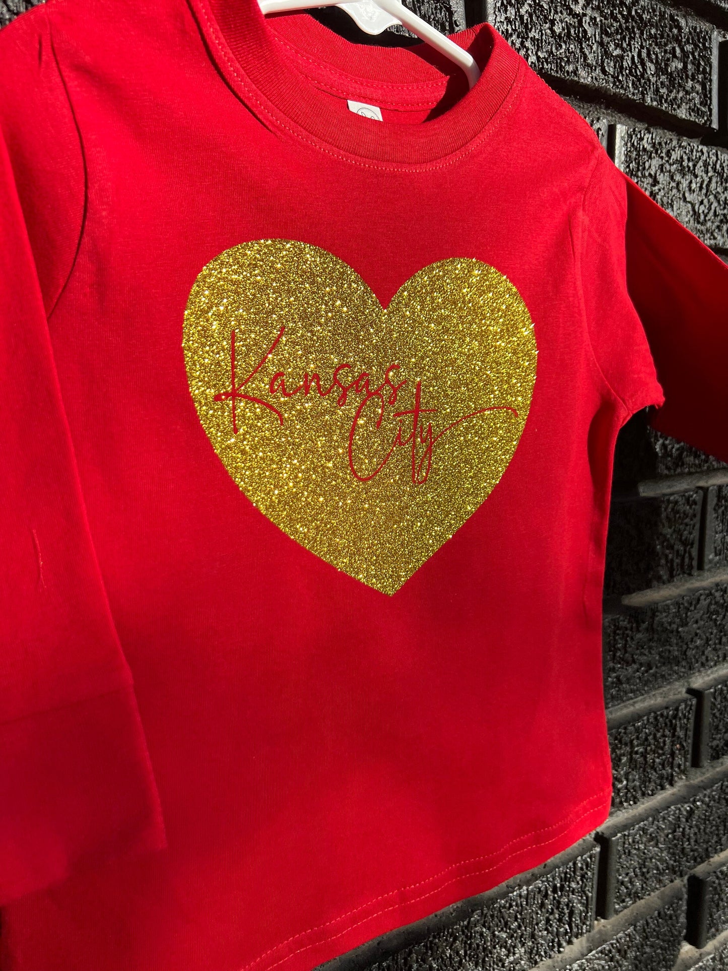 MADE IN KC Toddler Kansas City Heart Red Sweatshirt Long & Short Sleeve T-Shirt | Perfect for Game Day! | Super Soft!