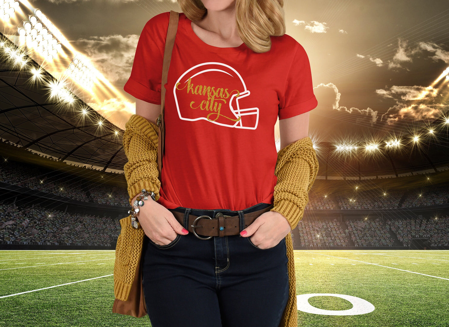 Kansas City Helmet Red Sweatshirt or T-Shirt | Made here in KC! | Perfect for Game Day! | Soft!