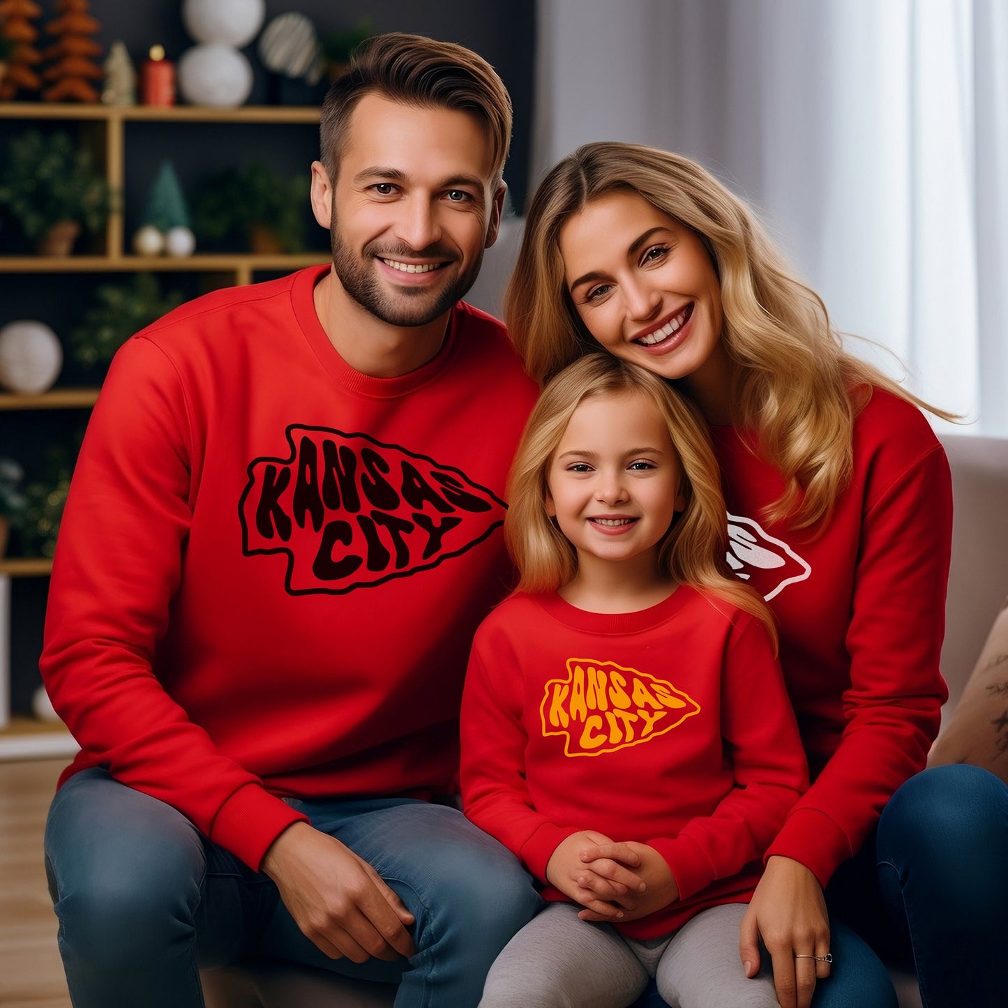 Kansas City Retro Arrowhead | Red T-Shirt or Sweatshirt | Made here in KC! | Perfect for Game Day! | Super soft! Mommy daddy & me matching |