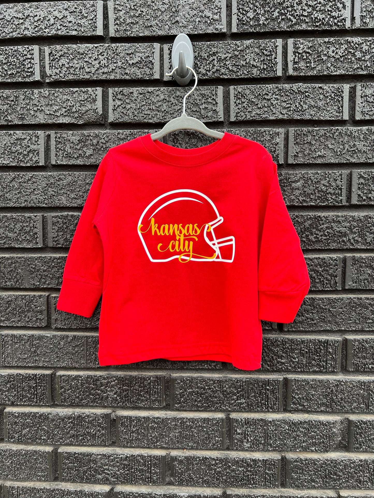 Kansas City Helmet Red Sweatshirt or T-Shirt | Made here in KC! | Perfect for Game Day! | Soft!