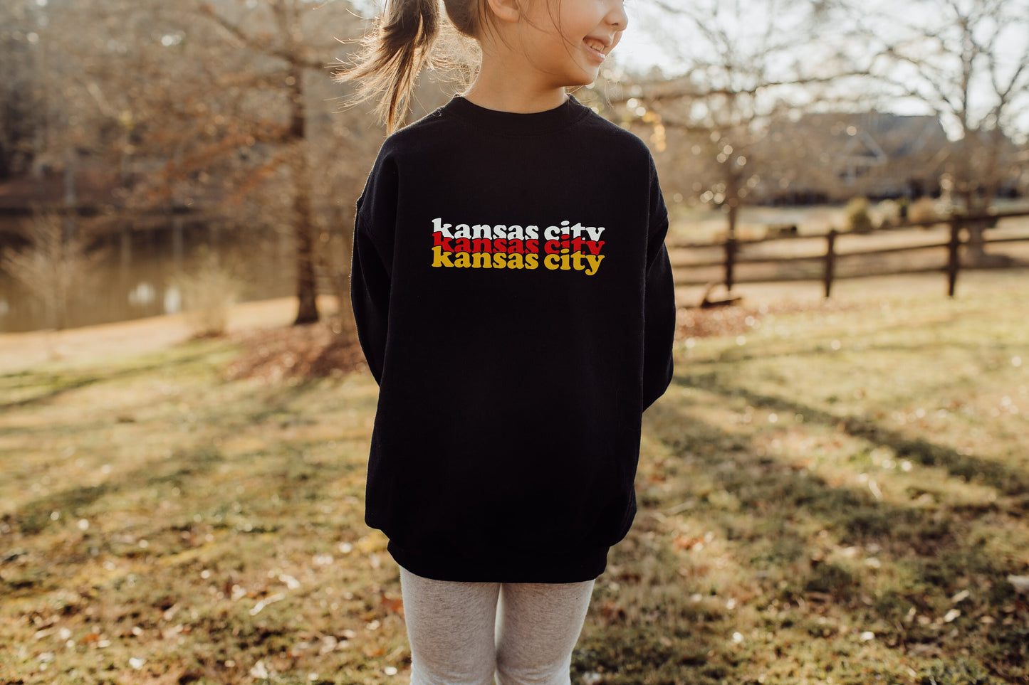Kansas City Stacked Retro Black Long and Short Sleeve T-Shirt Sweatshirt | Youth & Toddler | Game Day | Soft! | Made here in KC!