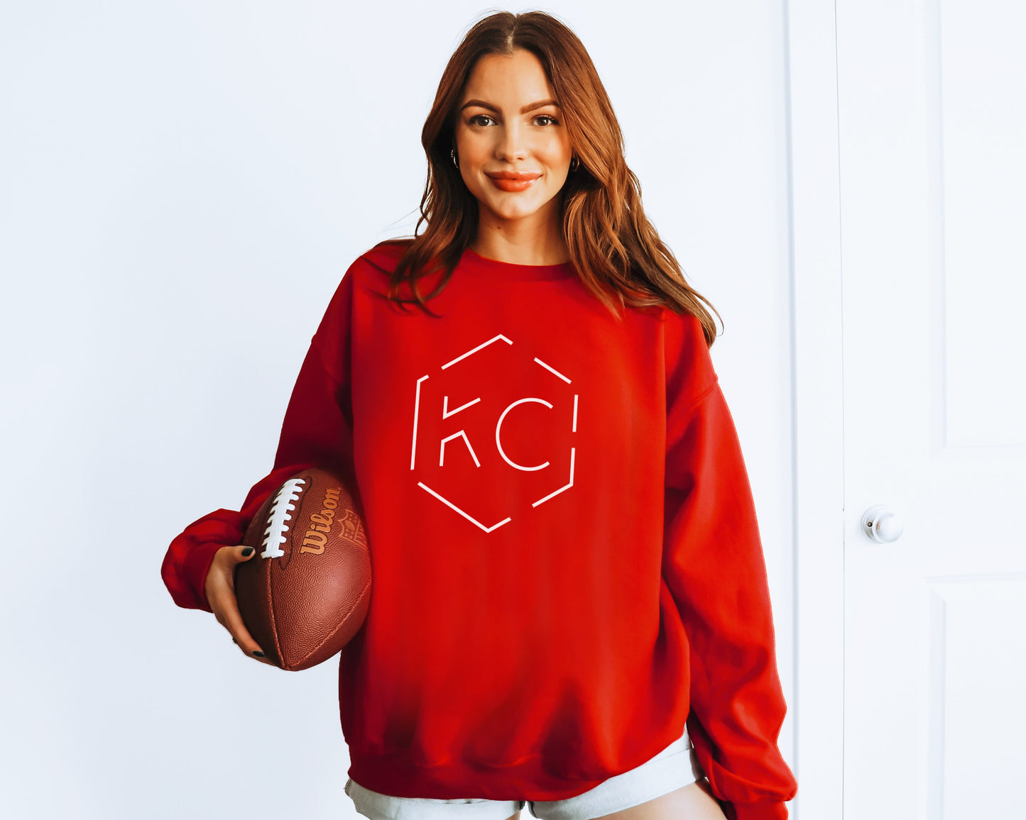 Pick Design Color Unique Modern Hexagon KC | Kansas City Sweatshirt or T-Shirt | Made here in KC! | Perfect for Game Day! | Soft Tee!