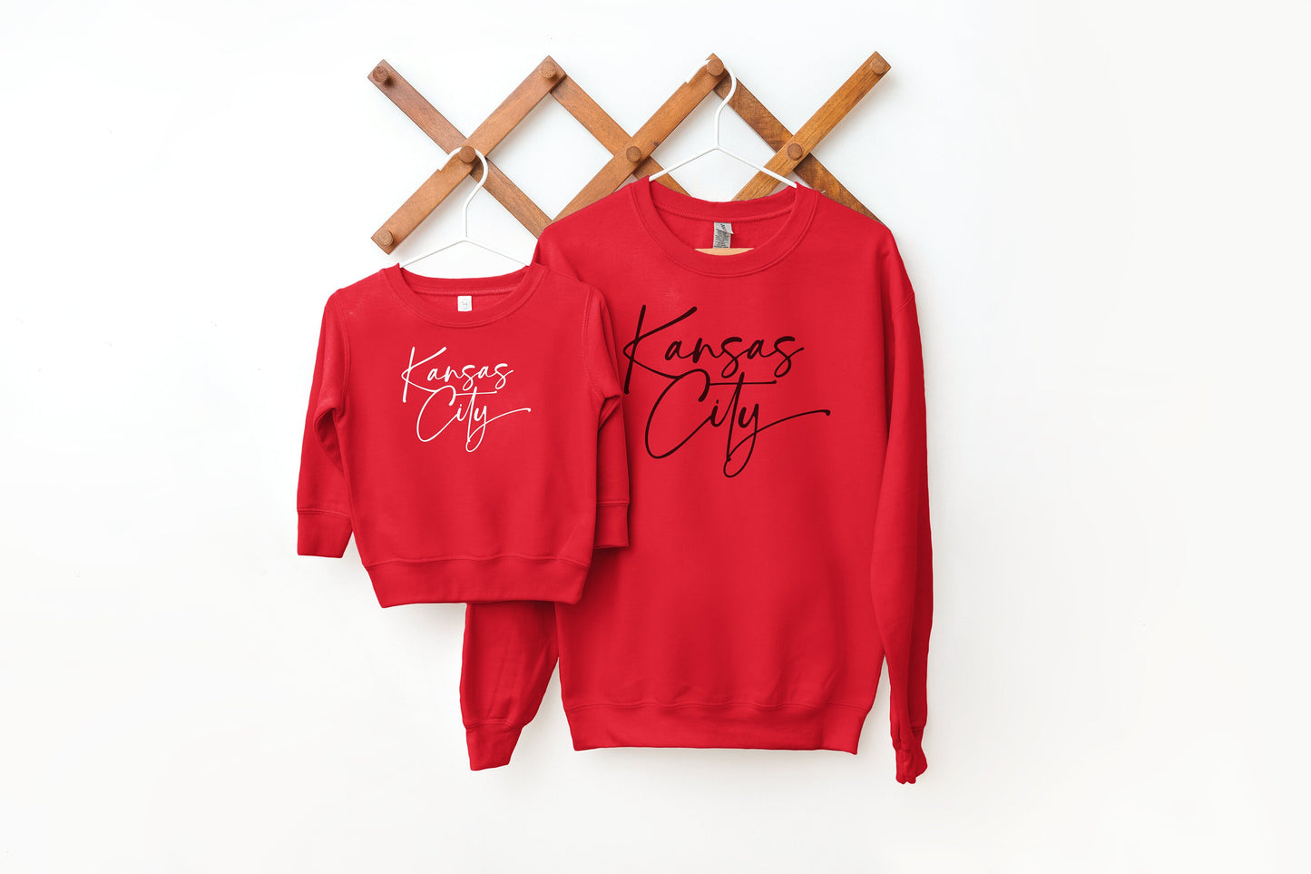 Toddler Youth Kansas City Modern Cursive | Red Sweatshirt Long & Short Sleeve T-Shirt | Soft, ethical, and sustainable!