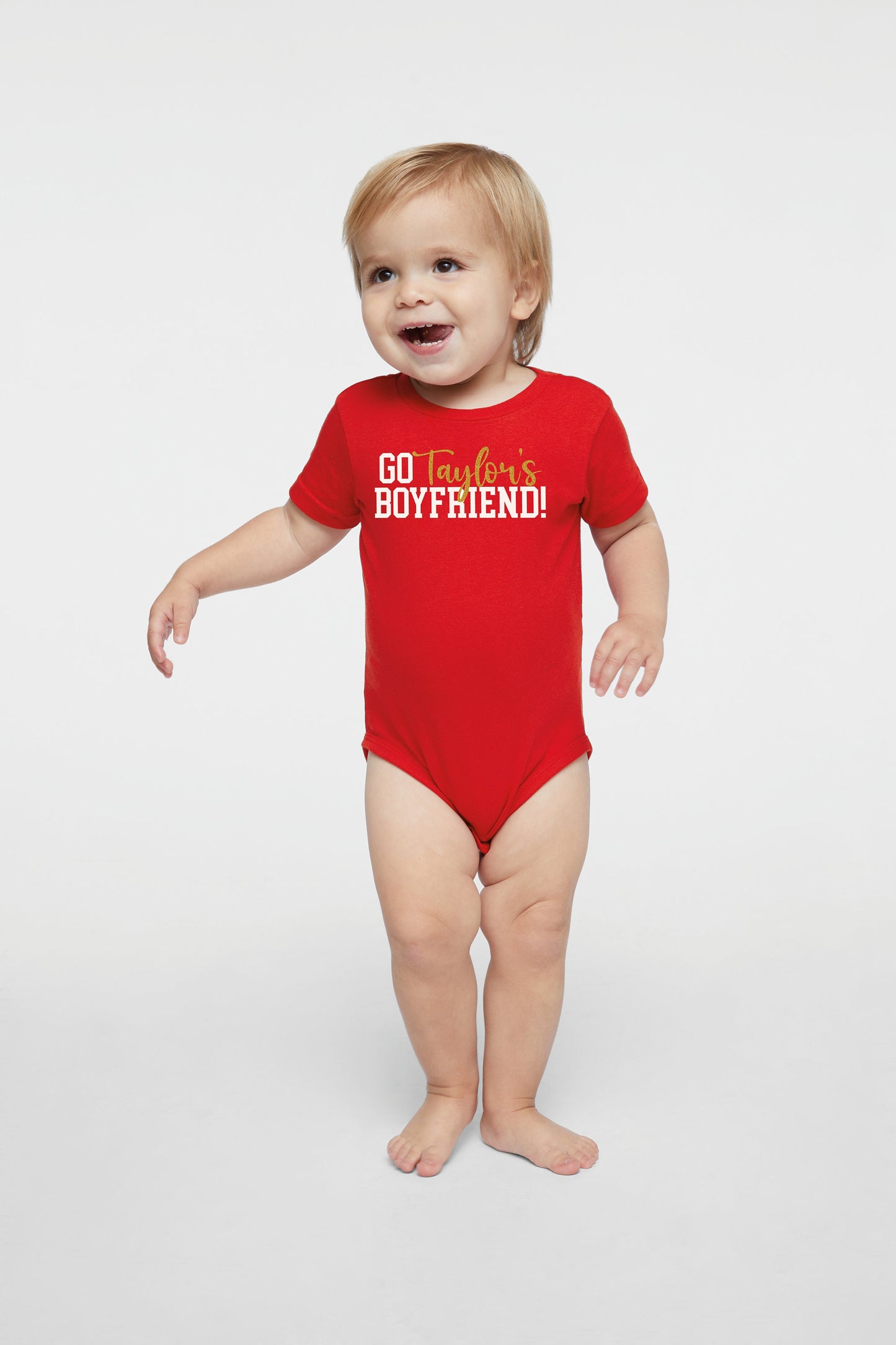 Go Taylor's Boyfriend! Infant Kansas City Red Sweatshirt Long & Short Sleeve T-Shirt | Game Day | Soft! | Made here in KC! Traylor