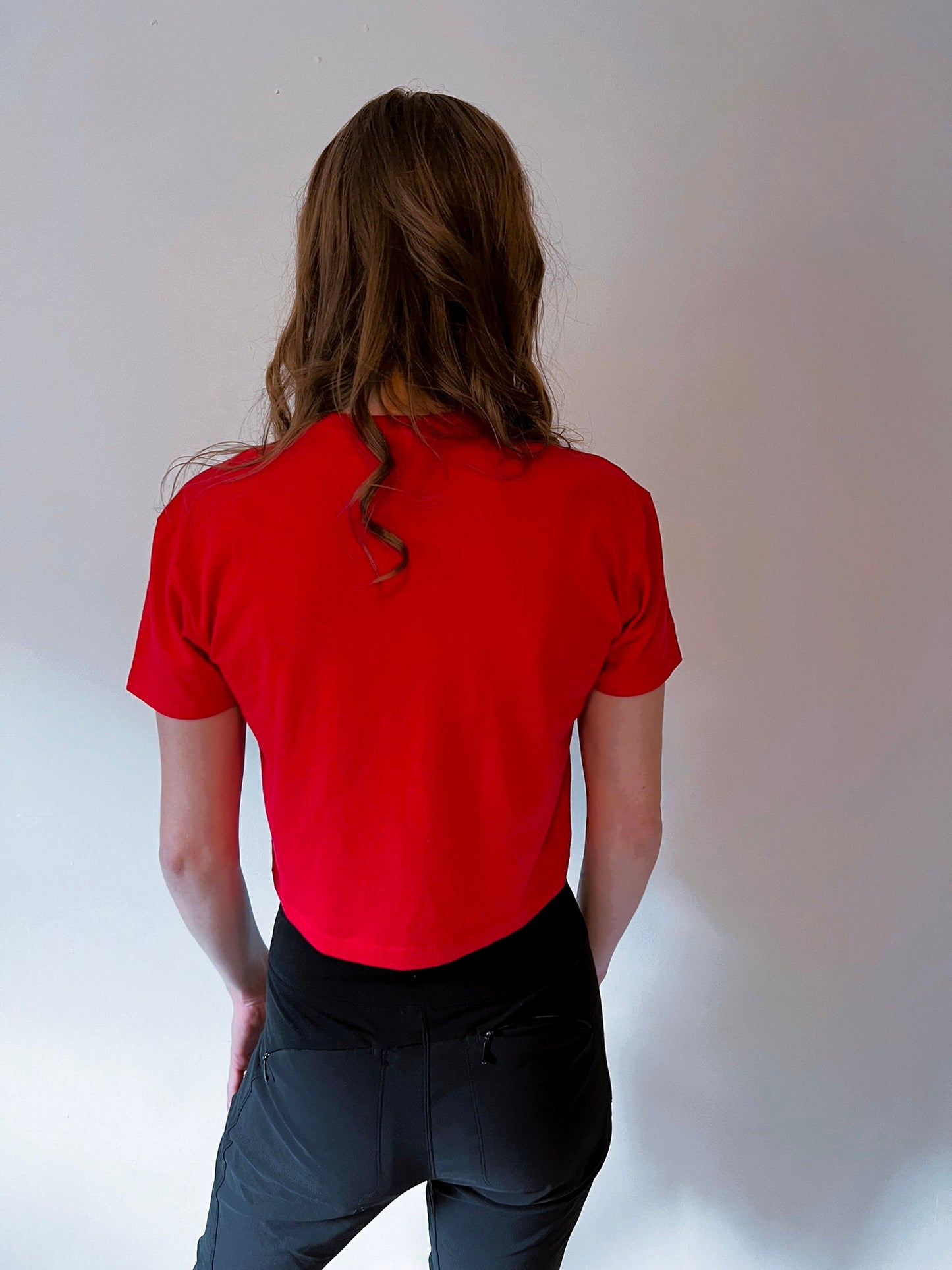 Retro KC Crop Top | Made in Kansas City | Perfect for Game Day! | Soft! | Cursive Red Black White | Ethical, Sustainable, & Sweatshop Free |