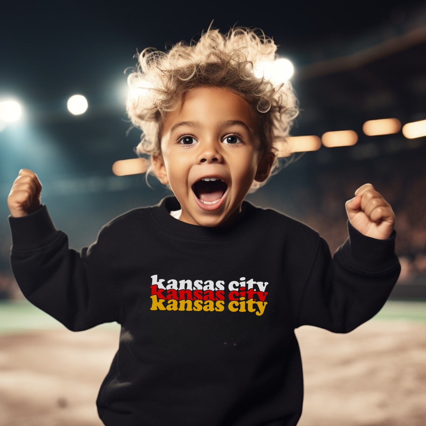 Kansas City Stacked Retro Black Long and Short Sleeve T-Shirt Sweatshirt | Youth & Toddler | Game Day | Soft! | Made here in KC!