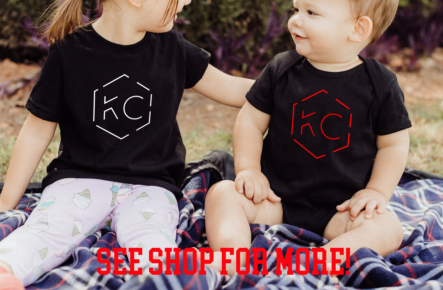 Toddler Infant KC Hexagon Black Sweatshirt Long & Short Sleeve T-Shirt | made here in Kansas City! | Perfect for Game Day! Soft | Modern