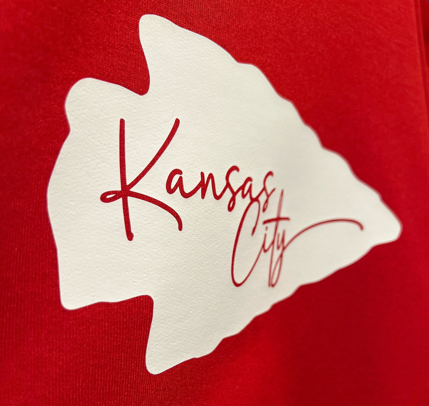 Toddler Youth Kansas City Swoosh Arrowhead | Red Sweatshirt Long & Short Sleeve T-Shirt | Perfect for Game Day! | Soft!