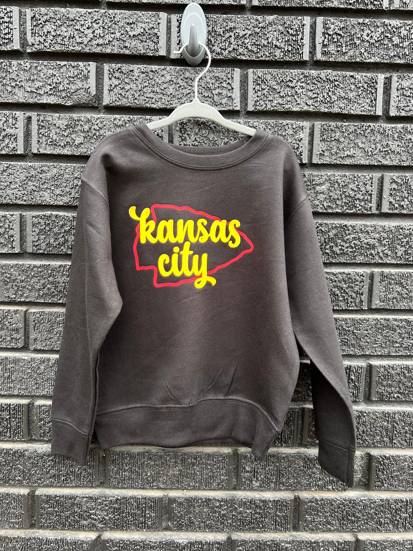 Infant & Toddler KC Football Sweatshirt Long Short Sleeve T-Shirt | Black | Arrowhead | Perfect for Game Day! | Soft! | Made in Kansas City