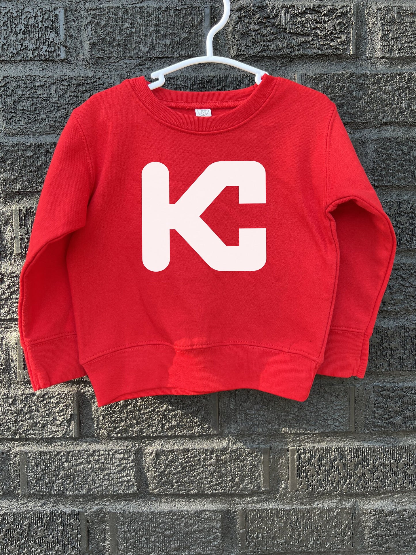 Toddler Youth Kansas City Modern Unique Block KC | Red Sweatshirt Long & Short Sleeve T-Shirt | Perfect for Game Day! | Soft!