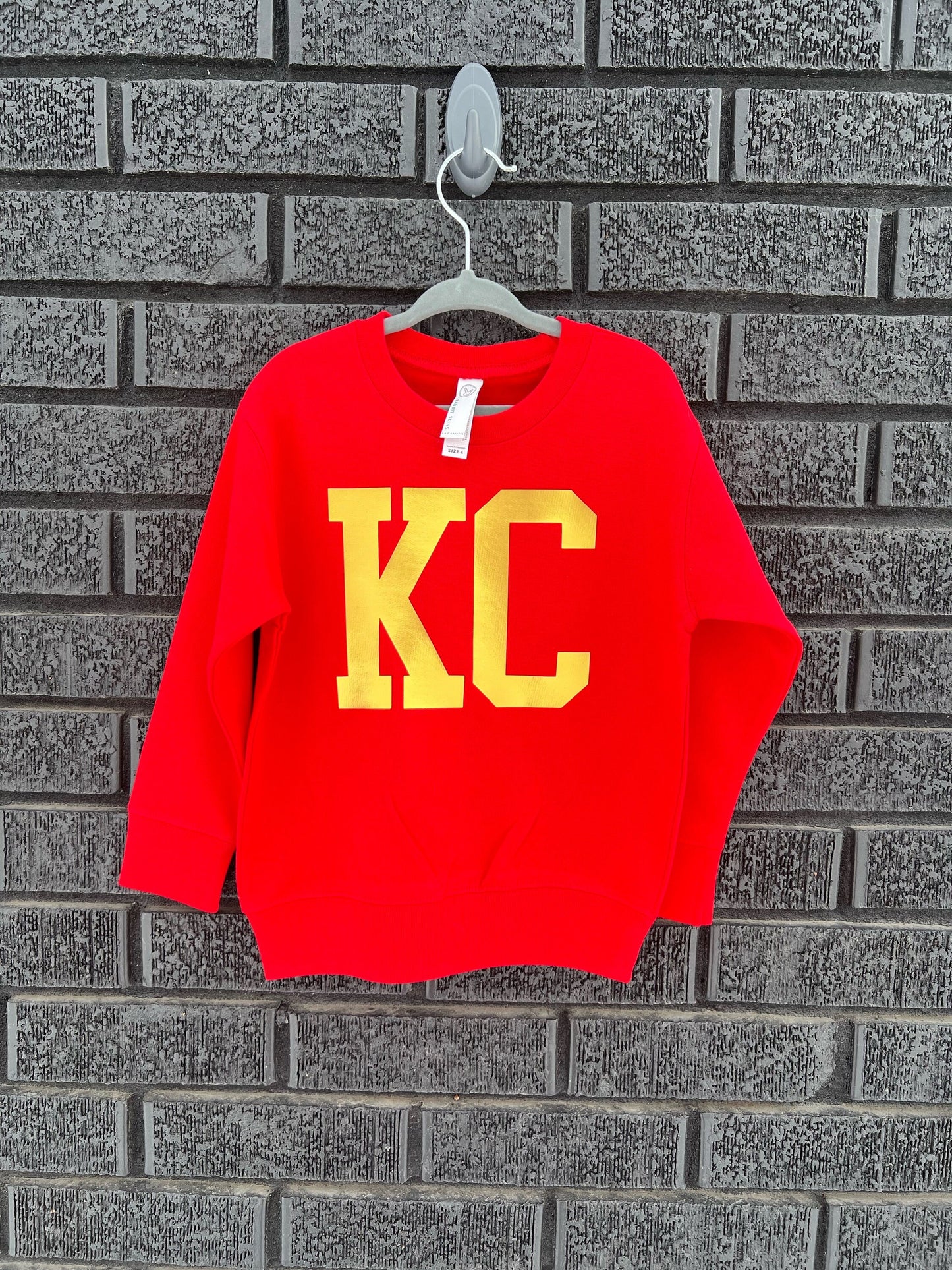 MADE IN KC Big Block Kansas City Toddler Arrowhead Red Sweatshirt Long & Short Sleeve T-Shirt | Perfect for Game Day! | Super Soft!